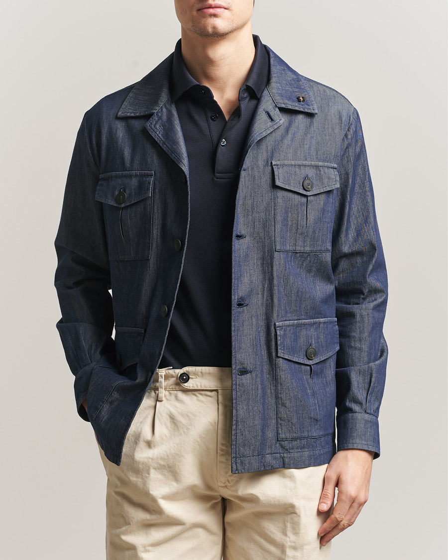 Uomini | Giacche | Gran Sasso | Cotton Safari Jacket Navy
