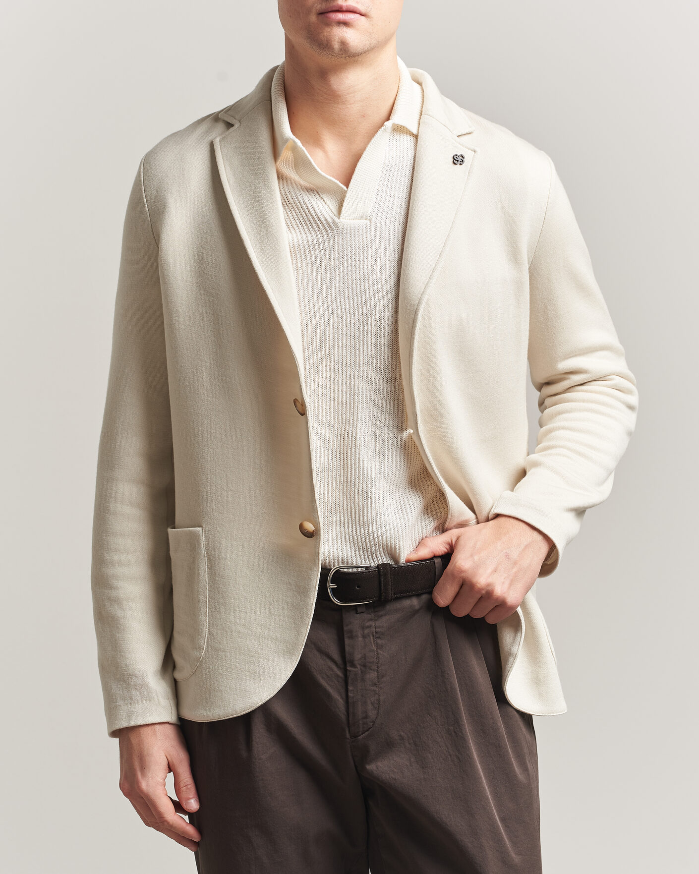 Uomini | Blazers | Gran Sasso | Wool Knitted Blazer Cream