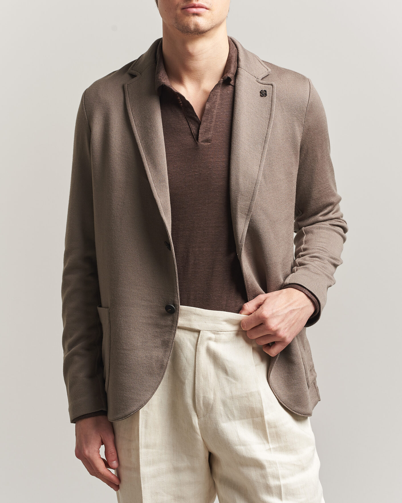 Uomini | Blazers | Gran Sasso | Wool Knitted Blazer Brown