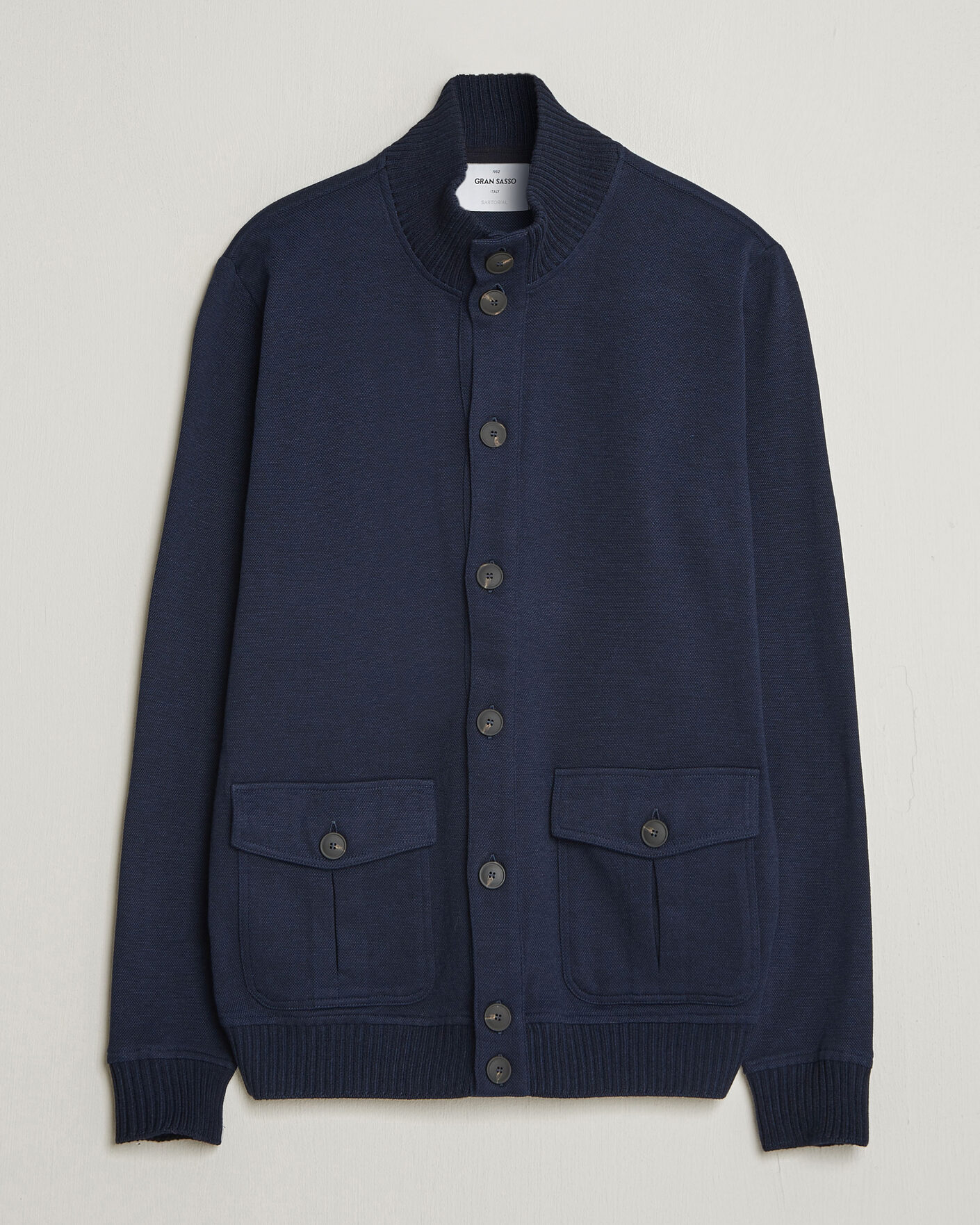 Uomini | Giacche | Gran Sasso | Cotton Pocket Knitted Bomber Jacket Navy