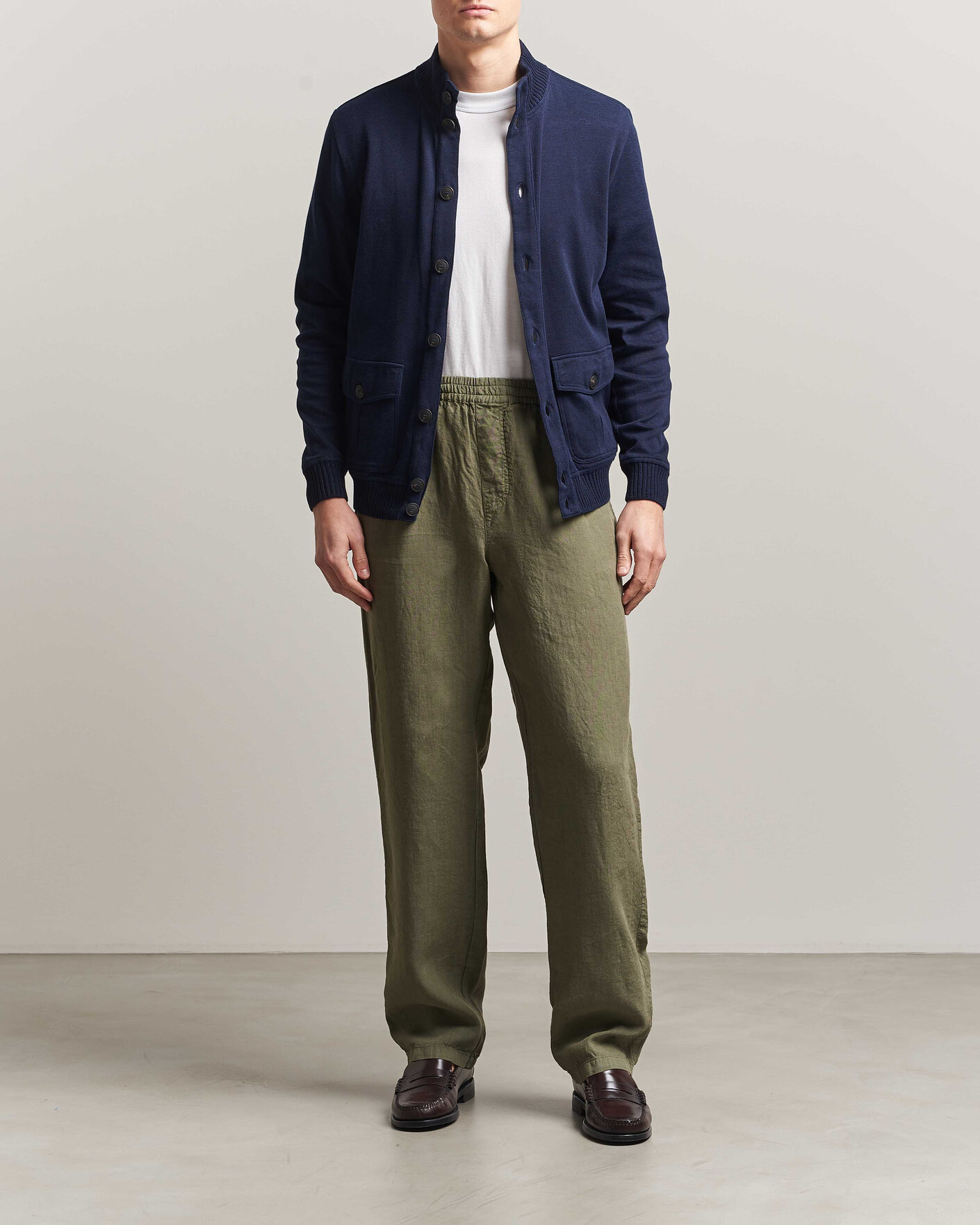 Uomini | Giacche | Gran Sasso | Cotton Pocket Knitted Bomber Jacket Navy