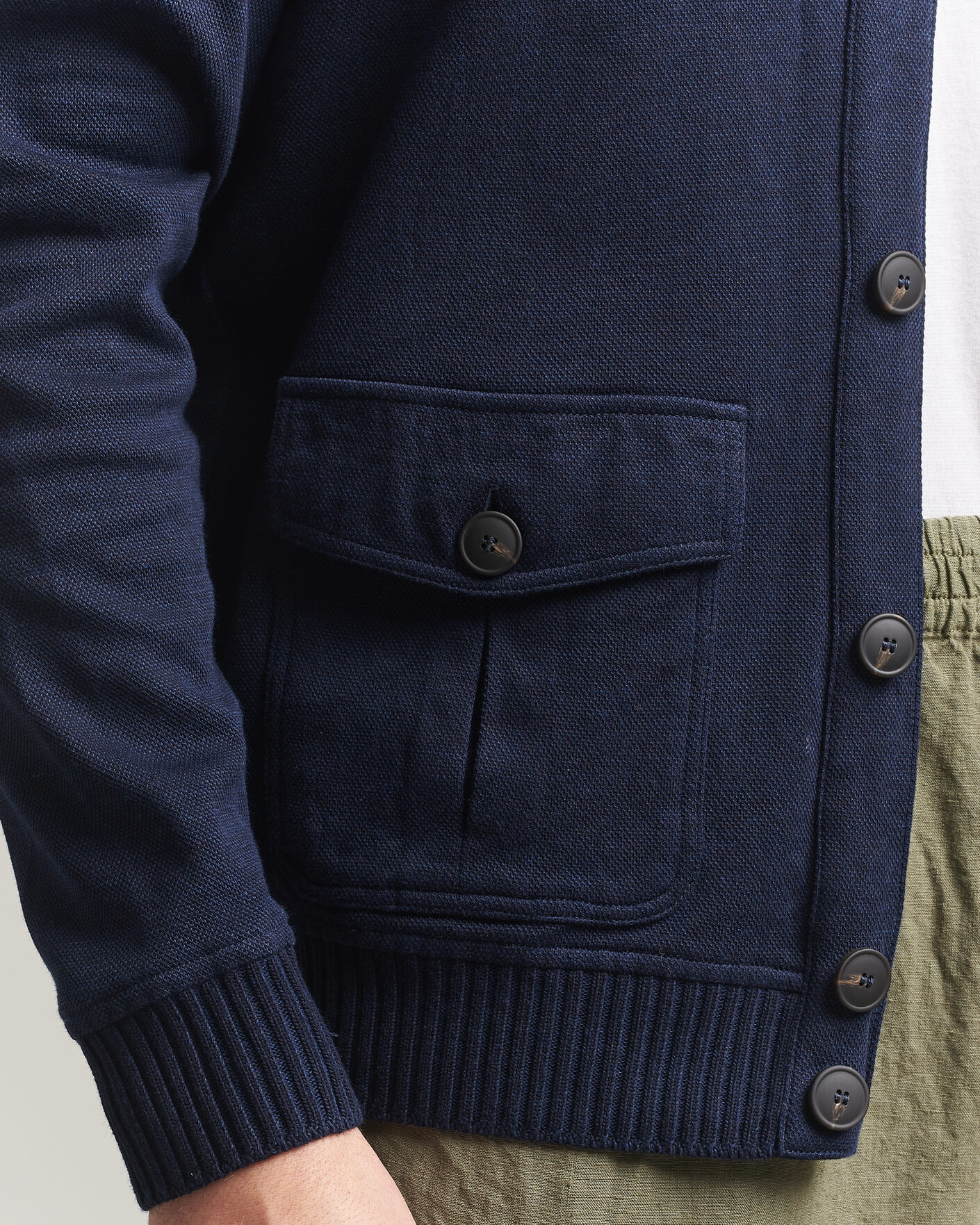 Uomini | Giacche | Gran Sasso | Cotton Pocket Knitted Bomber Jacket Navy
