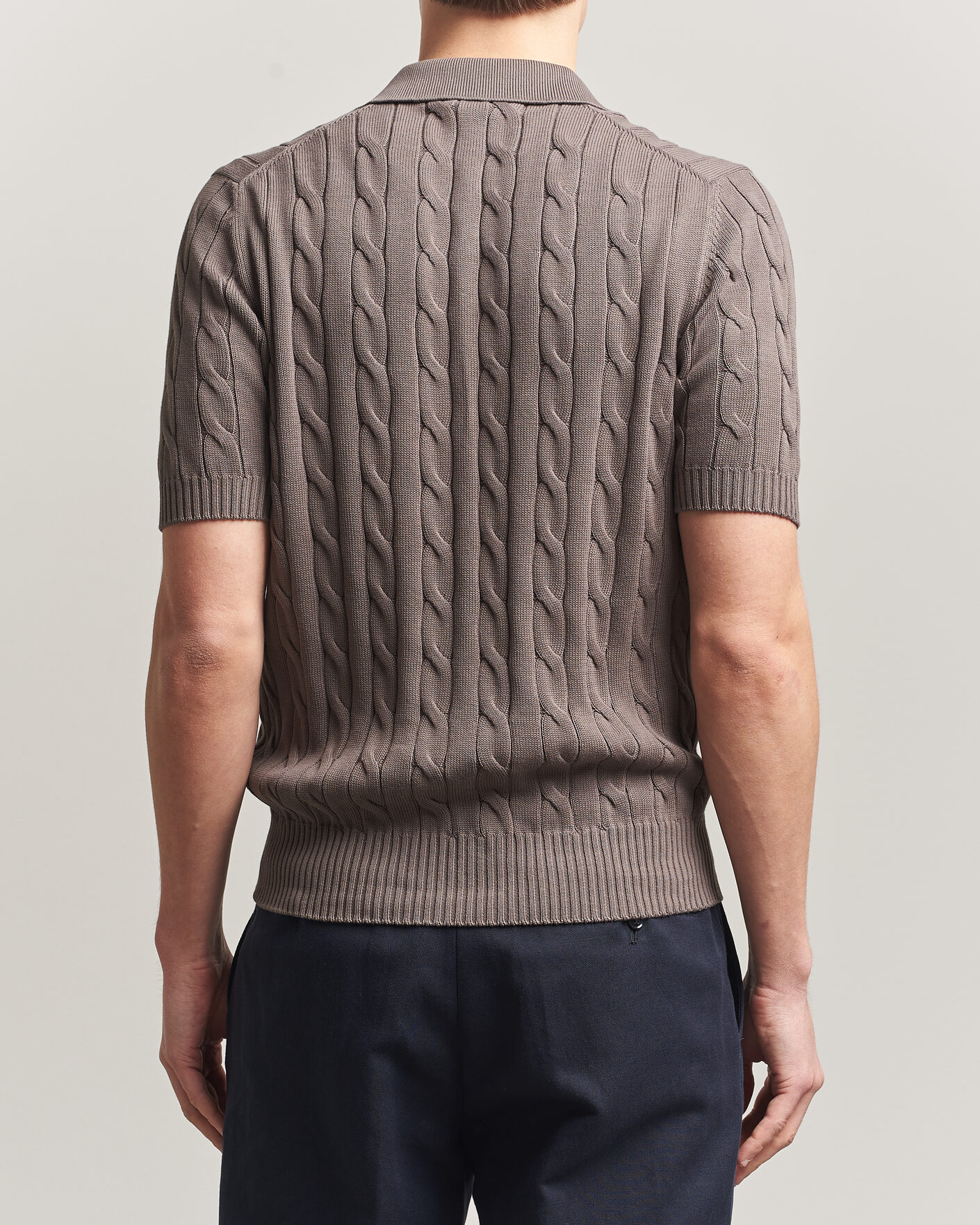 Uomini | Polo | Gran Sasso | Cotton Cable Knitted Polo Brown