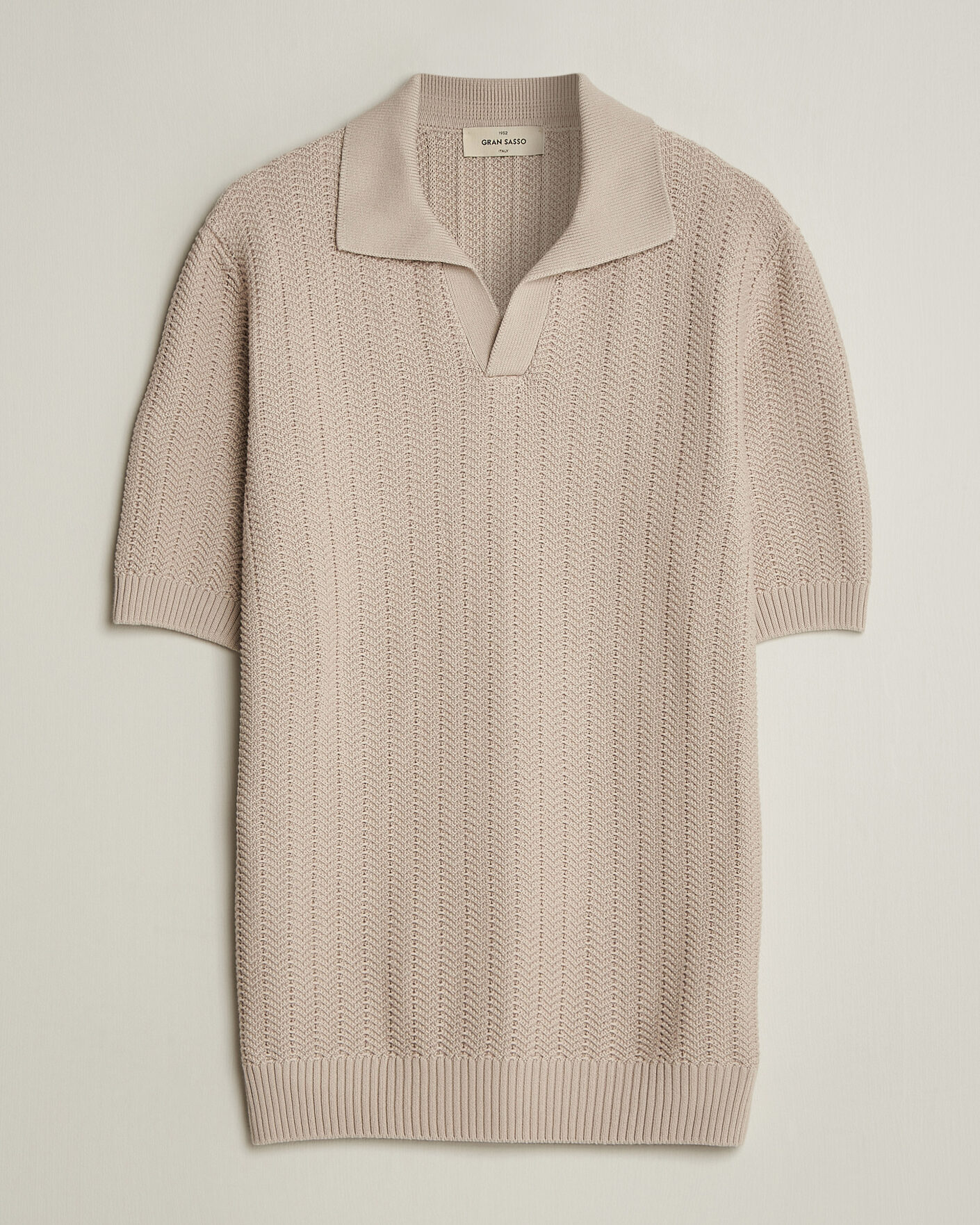 Uomini | Polo | Gran Sasso | Cotton Structured Knitted Polo Beige