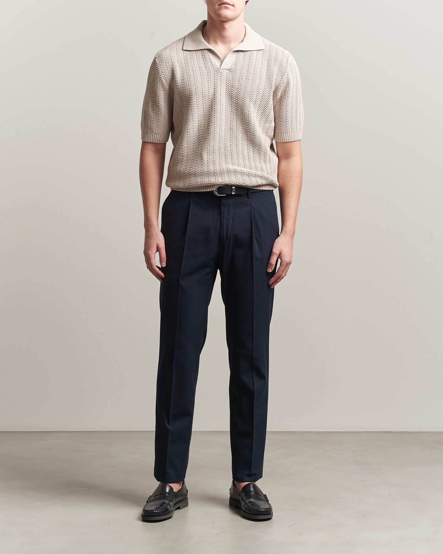 Uomini | Polo | Gran Sasso | Cotton Structured Knitted Polo Beige