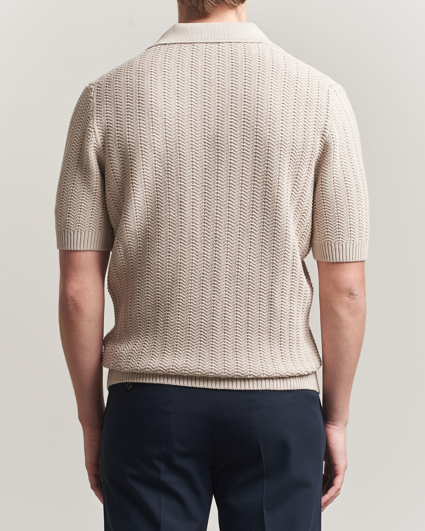 Uomini | Polo | Gran Sasso | Cotton Structured Knitted Polo Beige