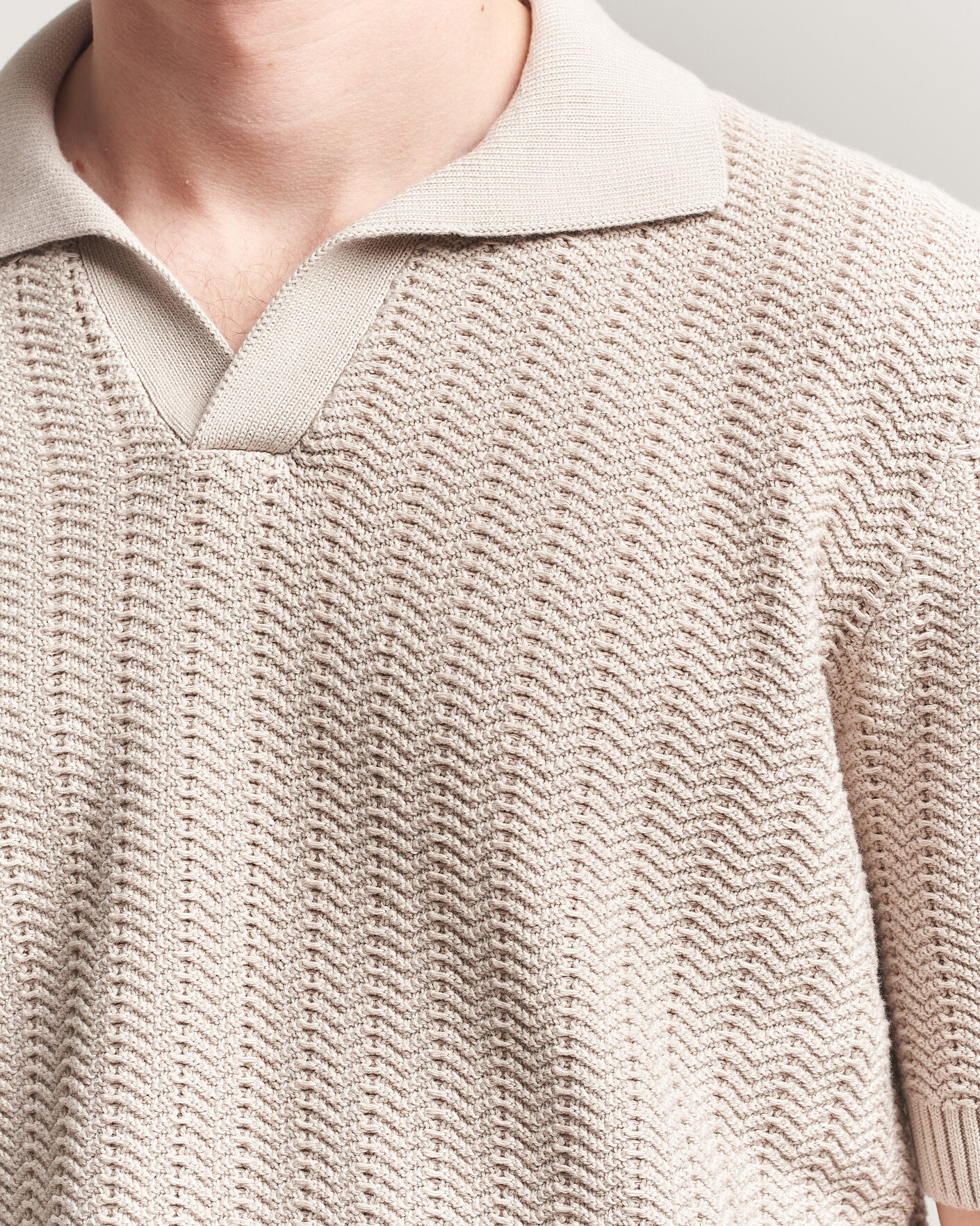 Uomini | Polo | Gran Sasso | Cotton Structured Knitted Polo Beige