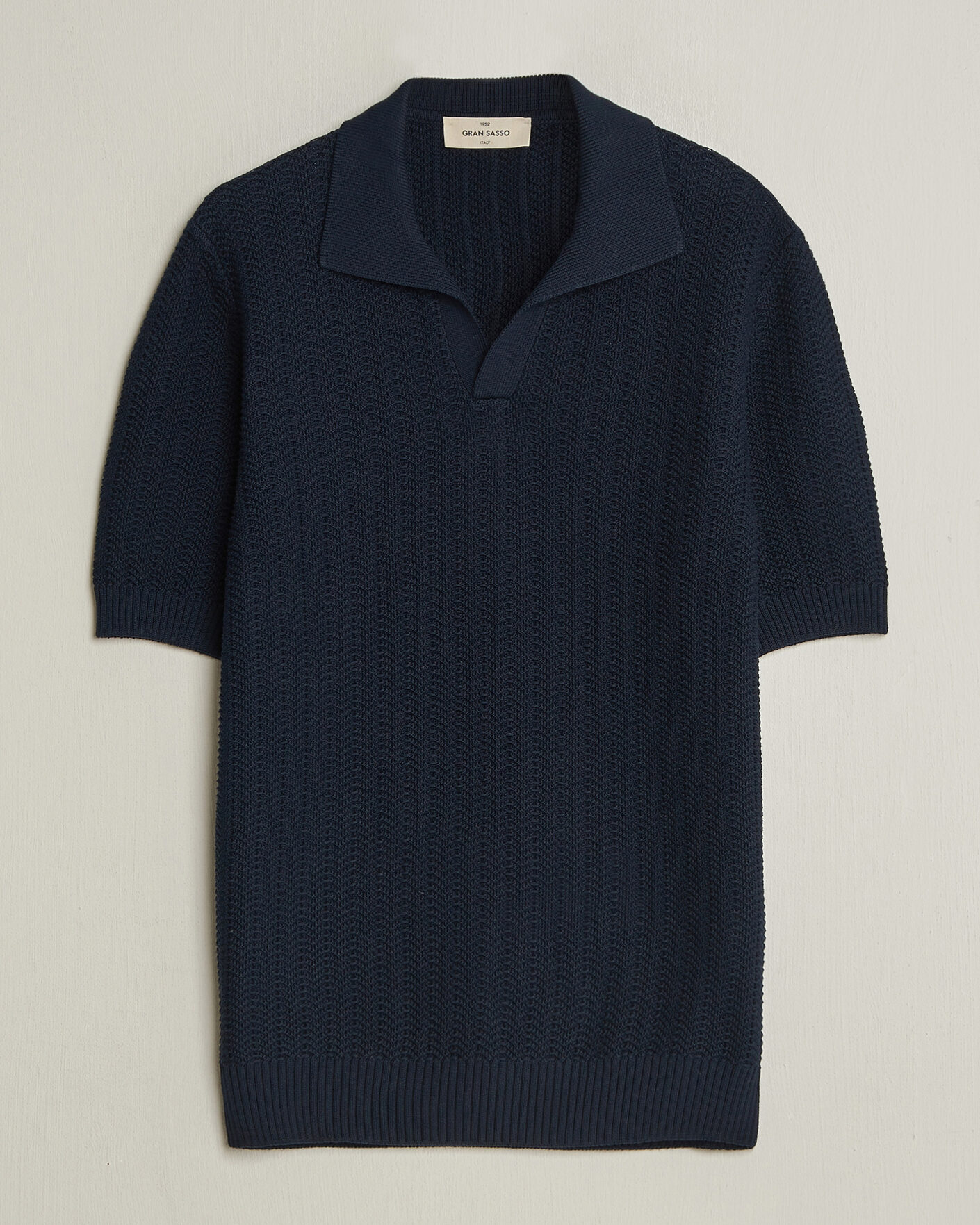Uomini | Polo | Gran Sasso | Cotton Structured Knitted Polo Navy