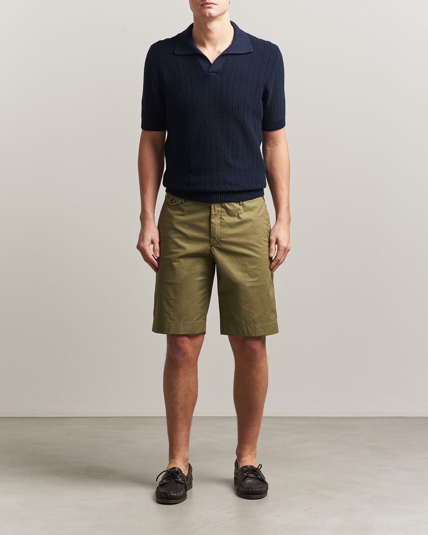 Uomini | Polo | Gran Sasso | Cotton Structured Knitted Polo Navy