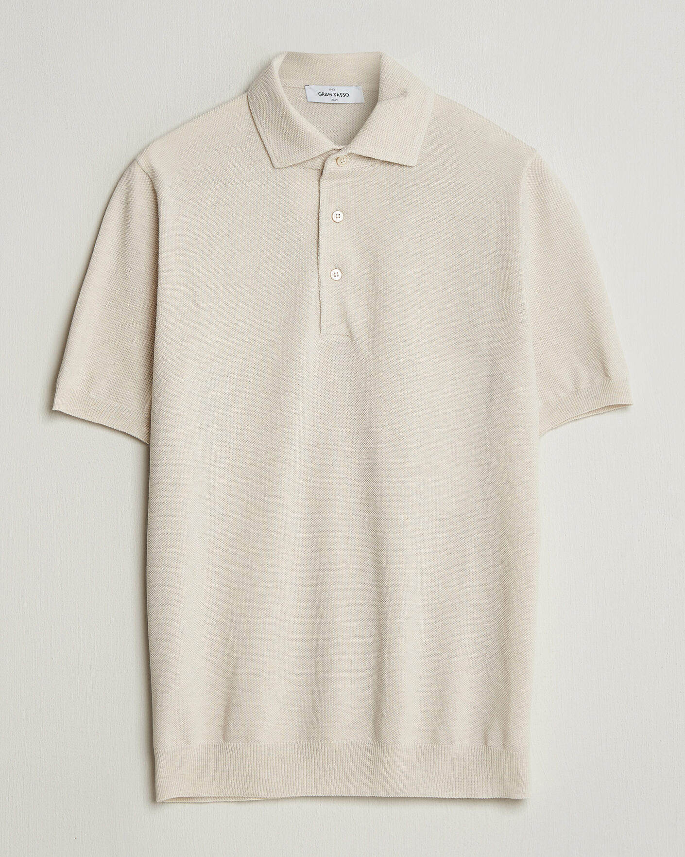 Uomini | Polo | Gran Sasso | Cotton Textured Knitted Polo Light Beige