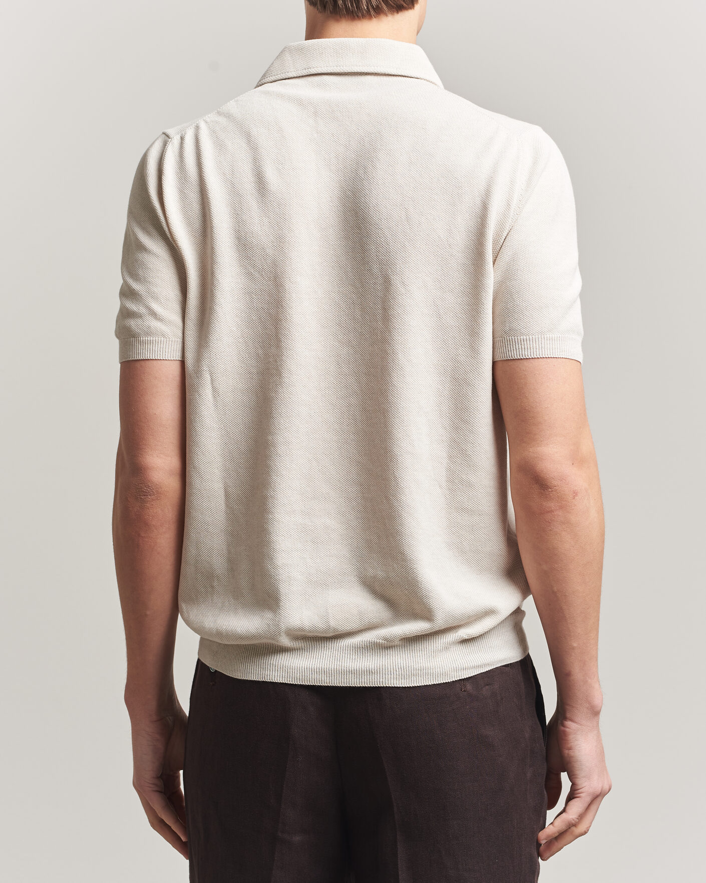 Uomini | Polo | Gran Sasso | Cotton Textured Knitted Polo Light Beige