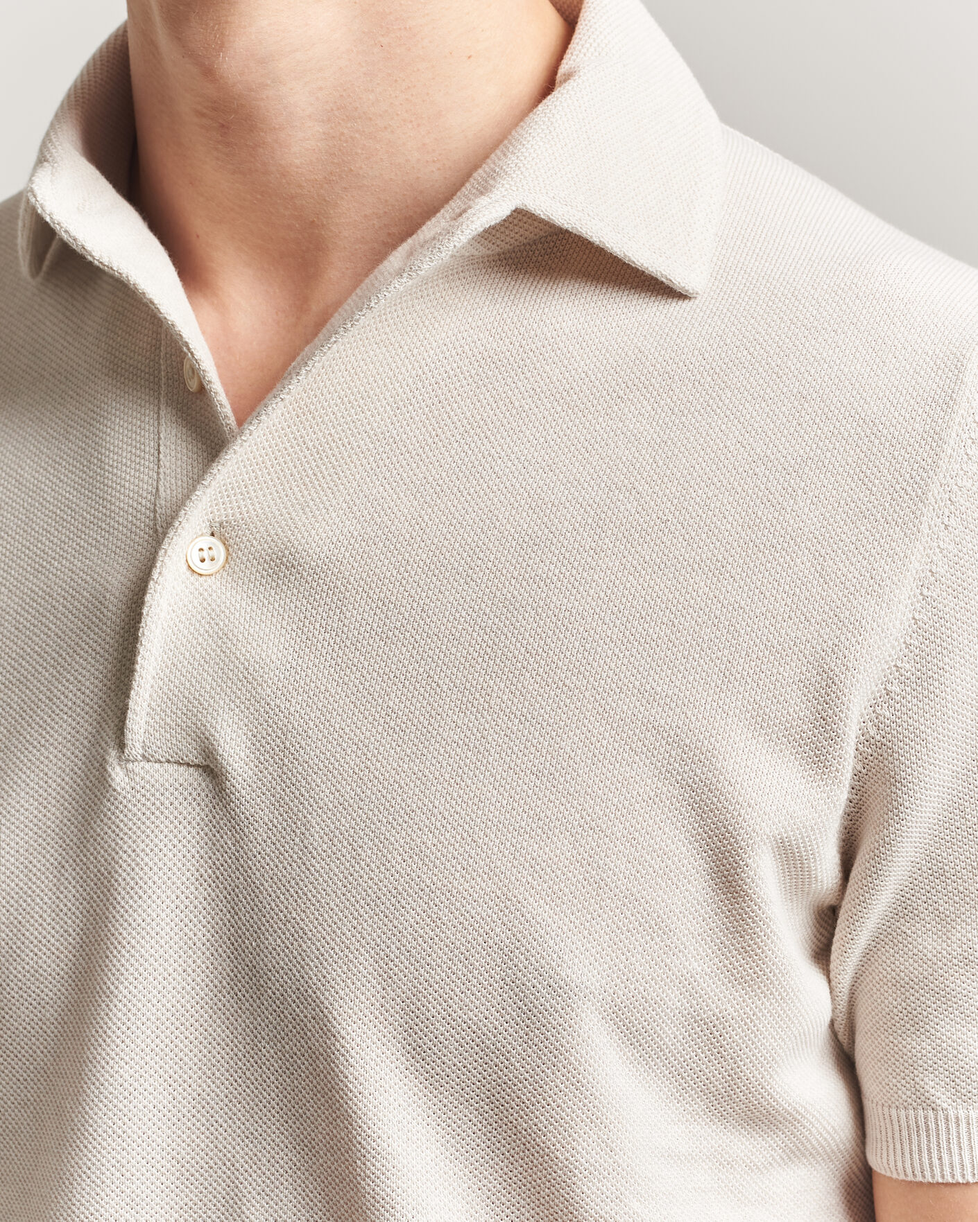 Uomini | Polo | Gran Sasso | Cotton Textured Knitted Polo Light Beige