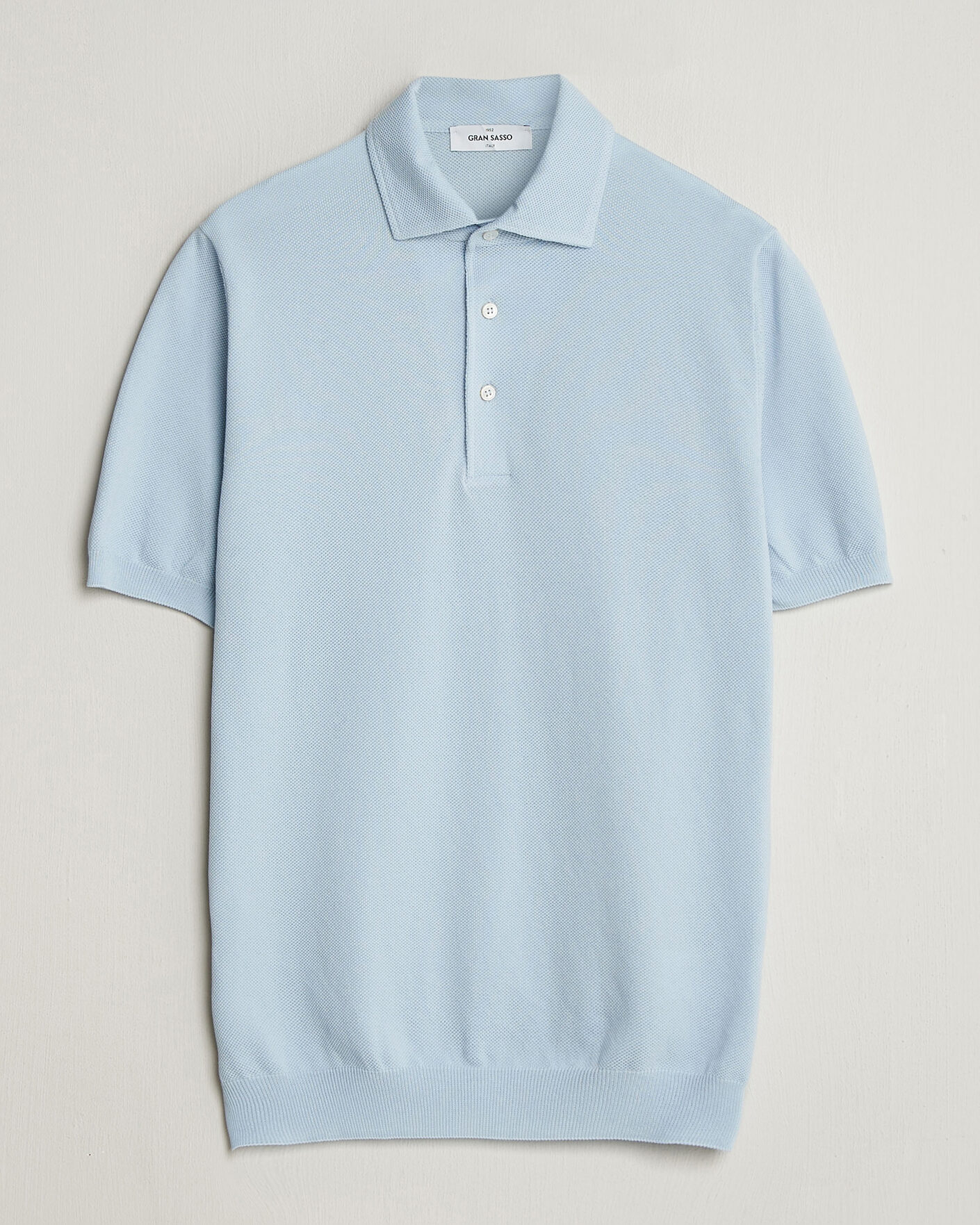 Uomini | Polo | Gran Sasso | Cotton Textured Knitted Polo Light Blue