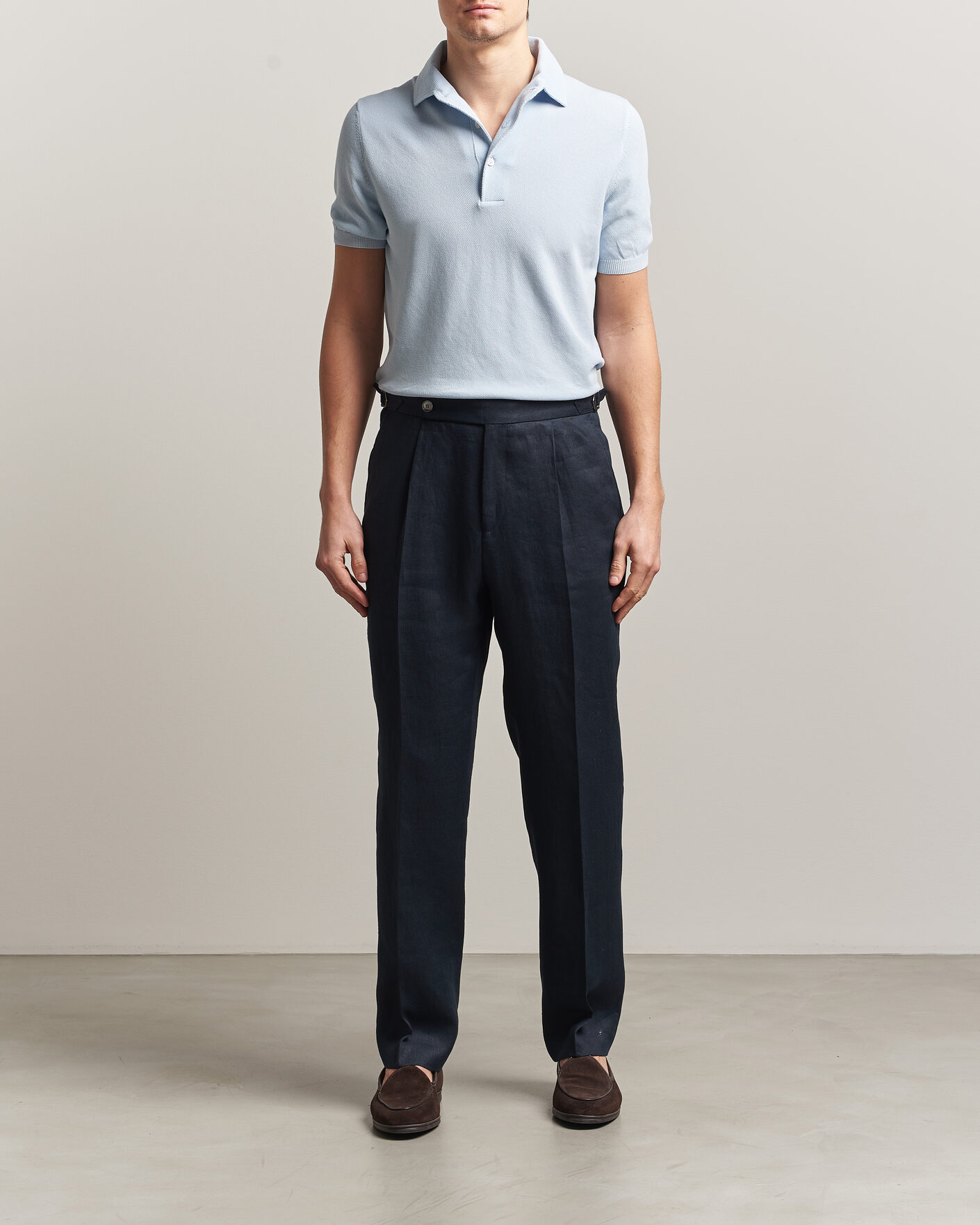 Uomini | Polo | Gran Sasso | Cotton Textured Knitted Polo Light Blue