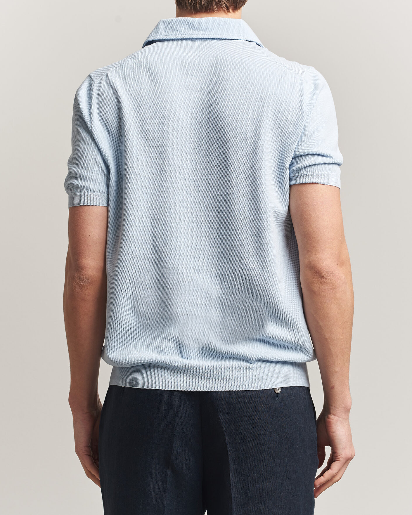 Uomini | Polo | Gran Sasso | Cotton Textured Knitted Polo Light Blue
