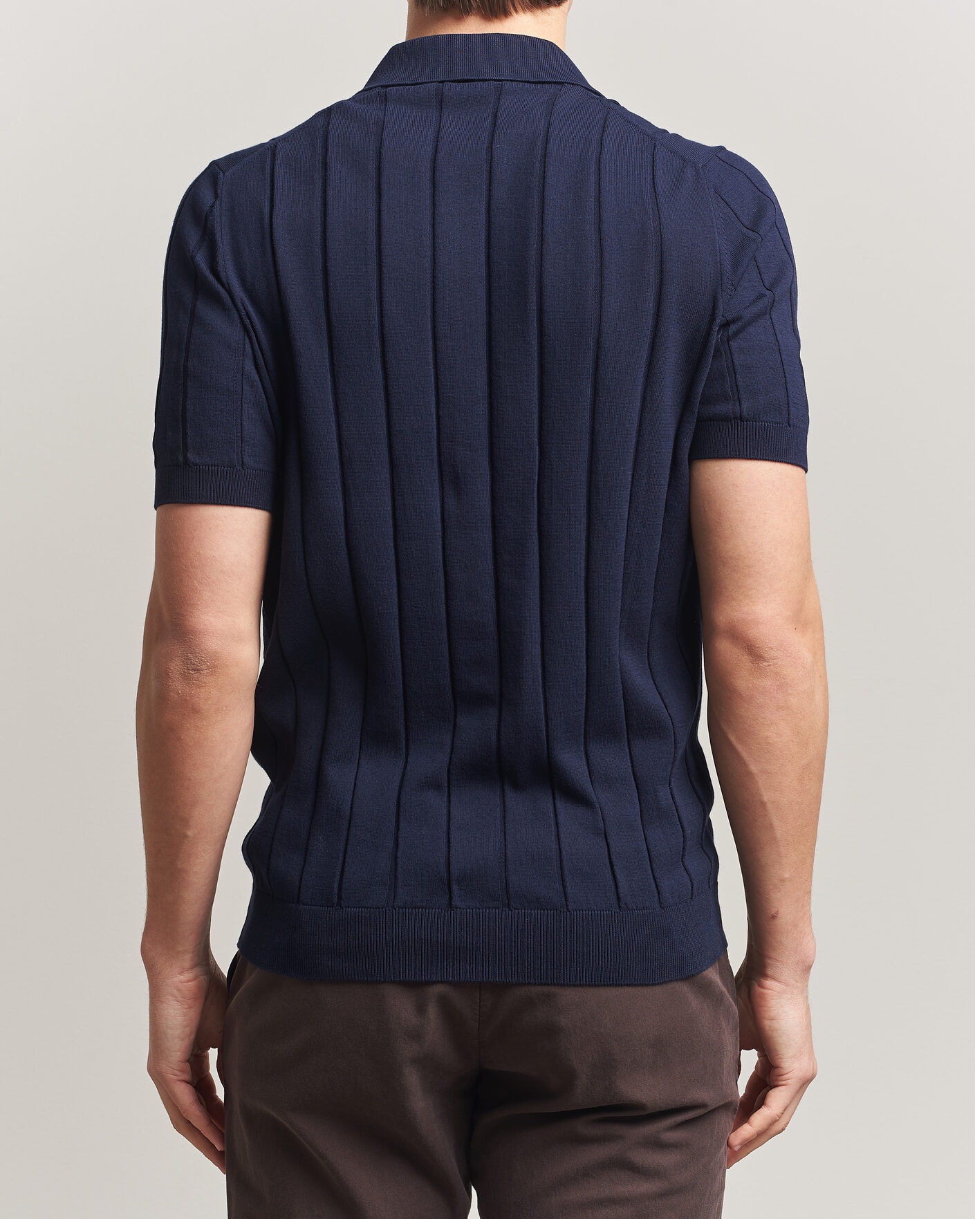 Uomini | Camicie | Gran Sasso | Cotton Ribbed Knitted Resort Shirt Navy