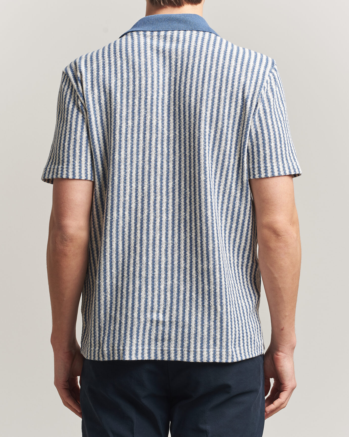 Uomini | Camicie | Gran Sasso | Cotton Knitted Striped Resort Shirt Blue/white