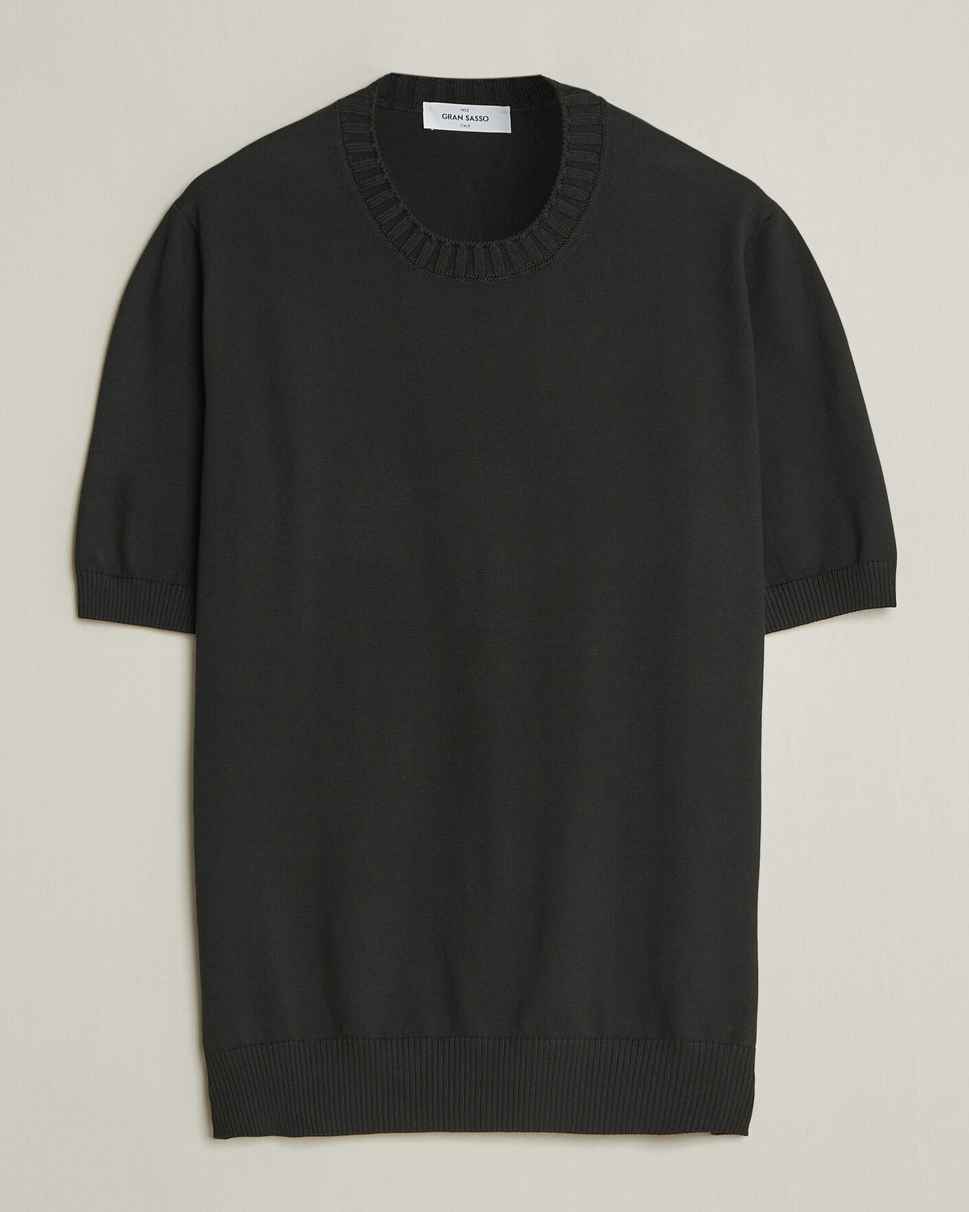 Uomini | T-shirt | Gran Sasso | Cotton Heavy Knitted Crew Neck T-Shirt Black