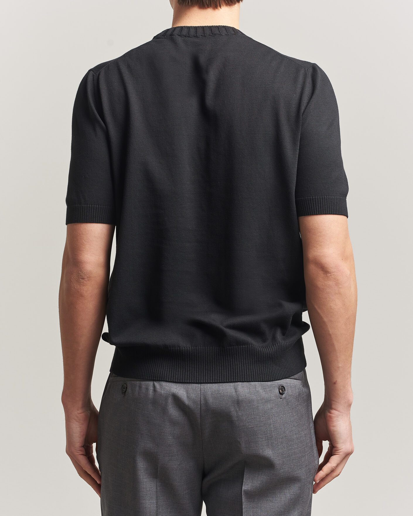 Uomini | T-shirt | Gran Sasso | Cotton Heavy Knitted Crew Neck T-Shirt Black