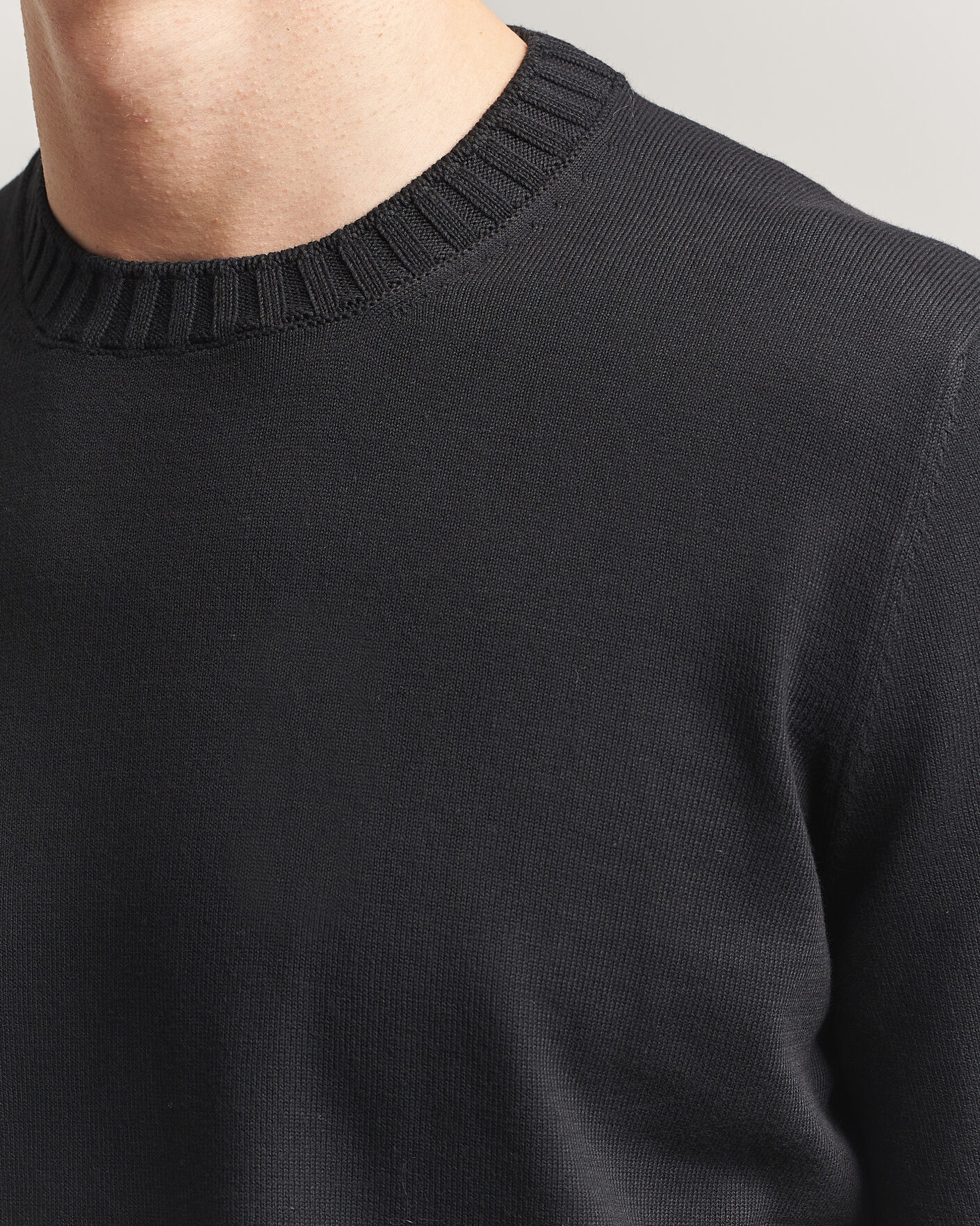 Uomini | T-shirt | Gran Sasso | Cotton Heavy Knitted Crew Neck T-Shirt Black