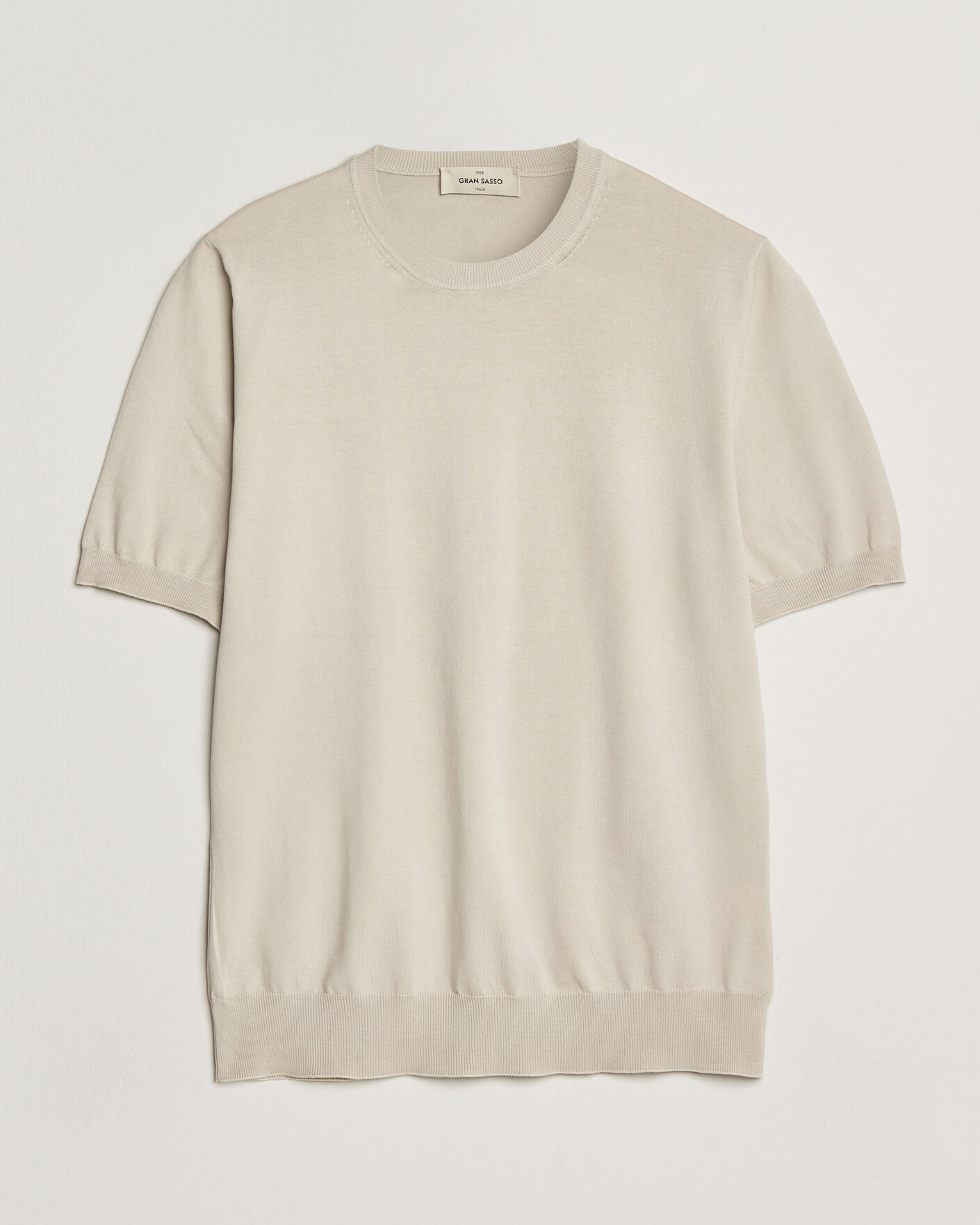 Uomini | T-shirt | Gran Sasso | Cotton Knitted Crew Neck T-Shirt Beige Melange