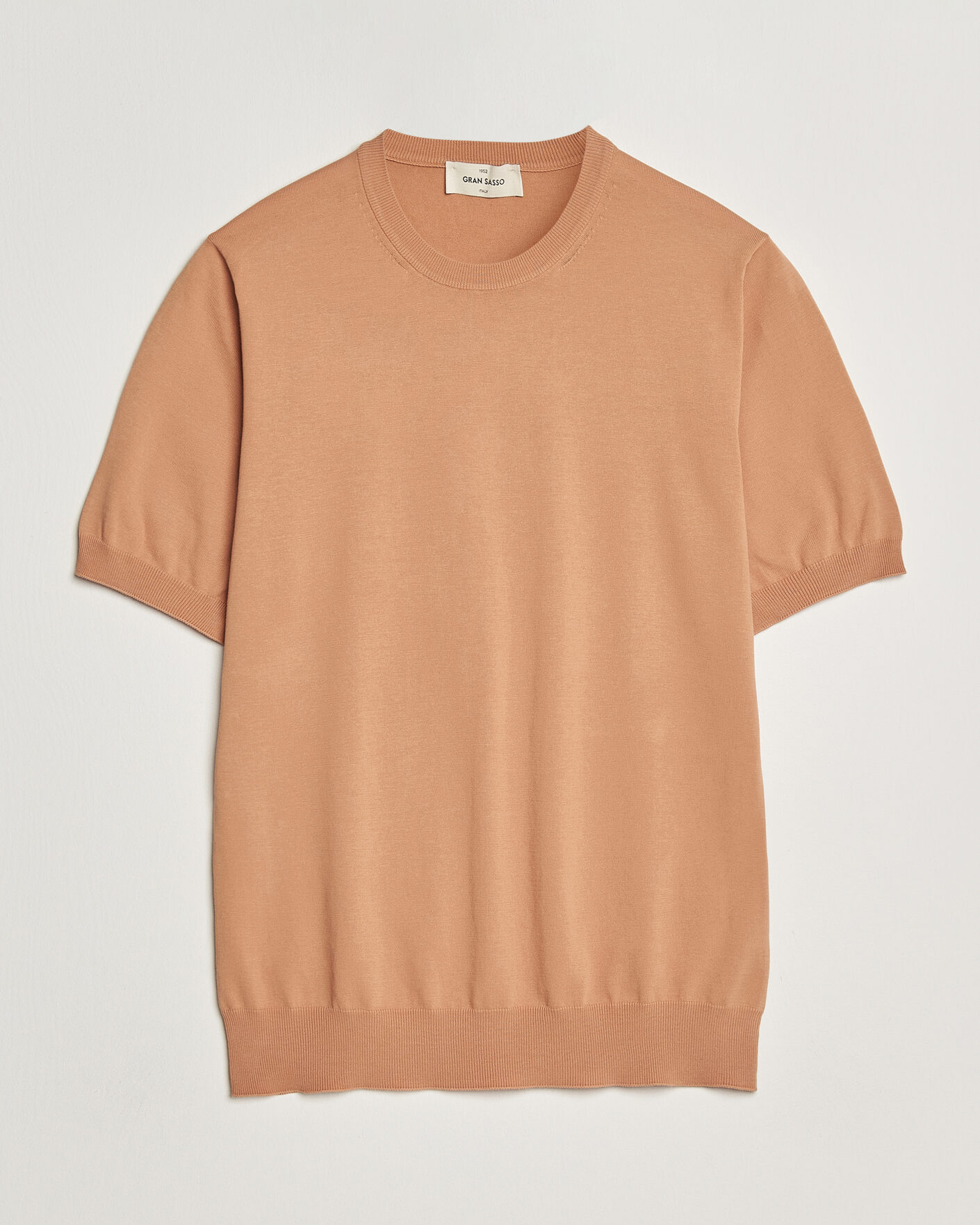 Uomini | T-shirt | Gran Sasso | Cotton Knitted Crew Neck T-Shirt Apricot Orange Melange