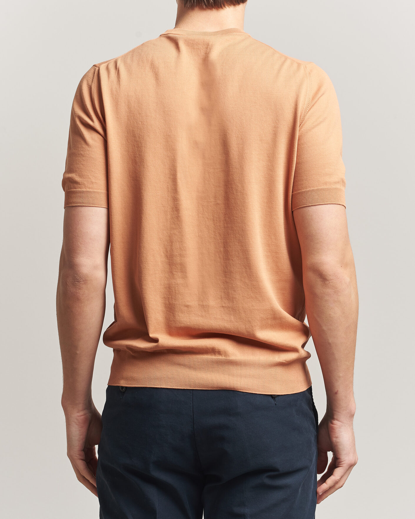 Uomini | T-shirt | Gran Sasso | Cotton Knitted Crew Neck T-Shirt Apricot Orange Melange