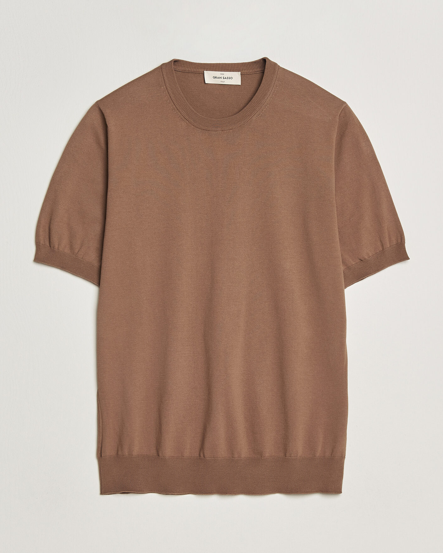 Uomini | T-shirt | Gran Sasso | Cotton Knitted Crew Neck T-Shirt Brown