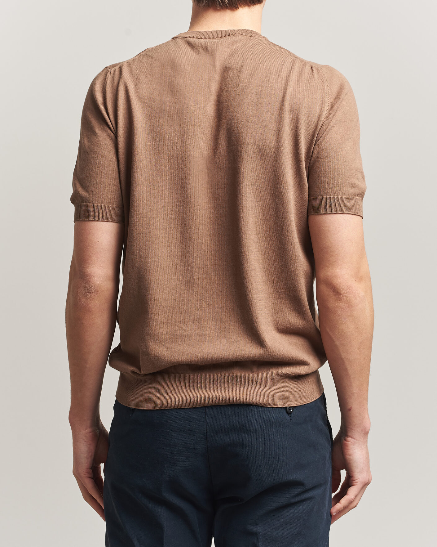 Uomini | T-shirt | Gran Sasso | Cotton Knitted Crew Neck T-Shirt Brown