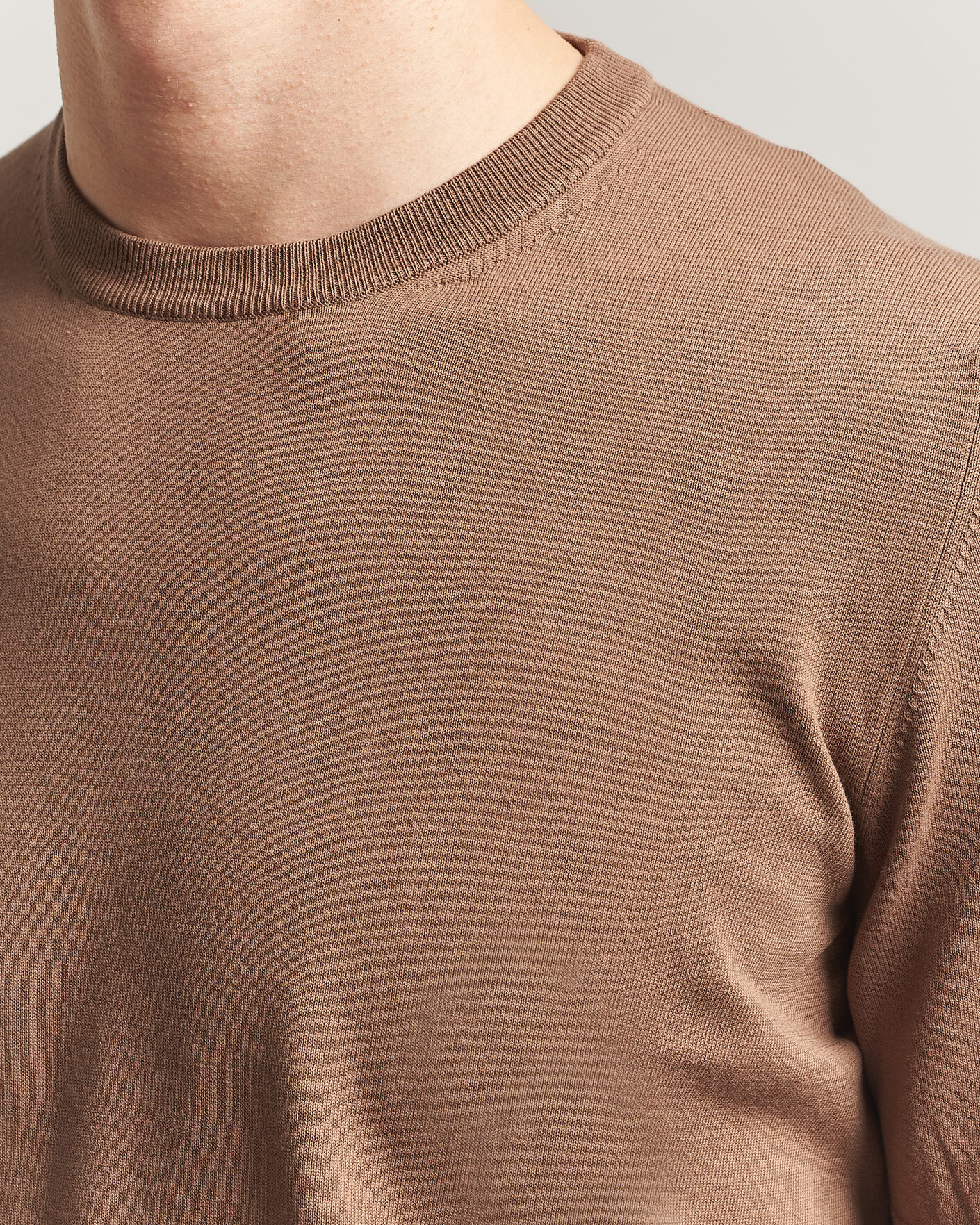 Uomini | T-shirt | Gran Sasso | Cotton Knitted Crew Neck T-Shirt Brown