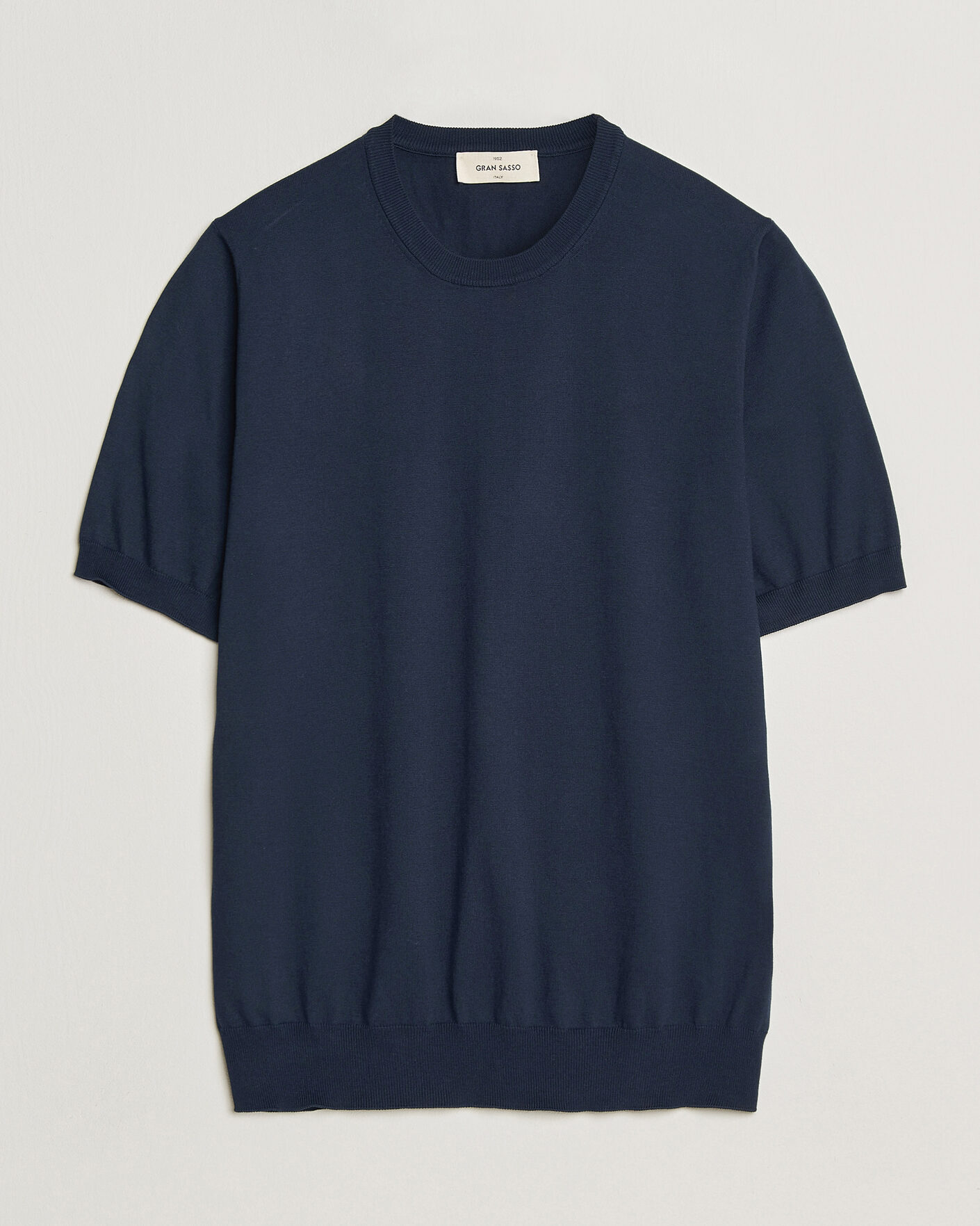 Uomini | T-shirt | Gran Sasso | Cotton Knitted Crew Neck T-Shirt Navy