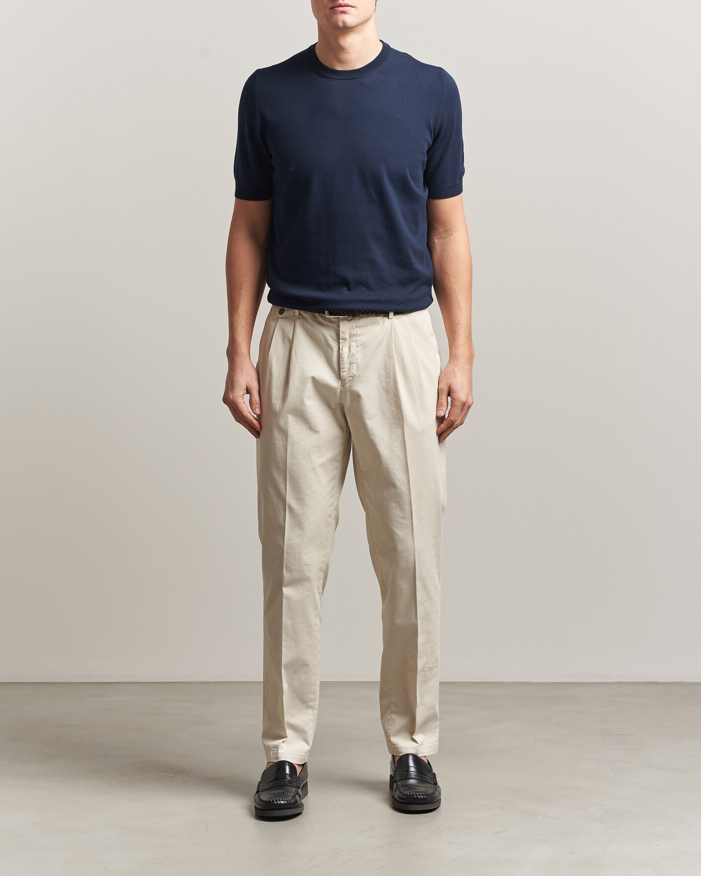 Uomini | T-shirt | Gran Sasso | Cotton Knitted Crew Neck T-Shirt Navy