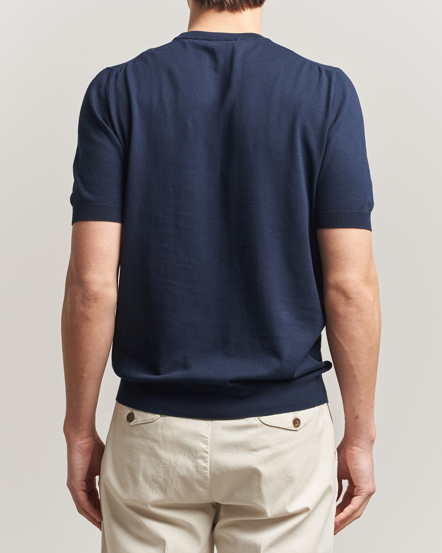 Uomini | T-shirt | Gran Sasso | Cotton Knitted Crew Neck T-Shirt Navy