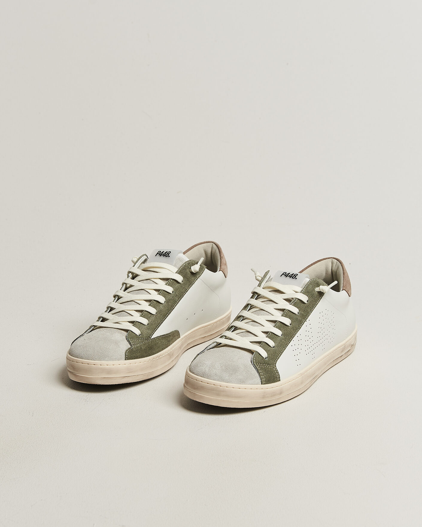 Uomini | Sneakers | P448 | John Leather/Suede Sneaker White/Olive/Grey