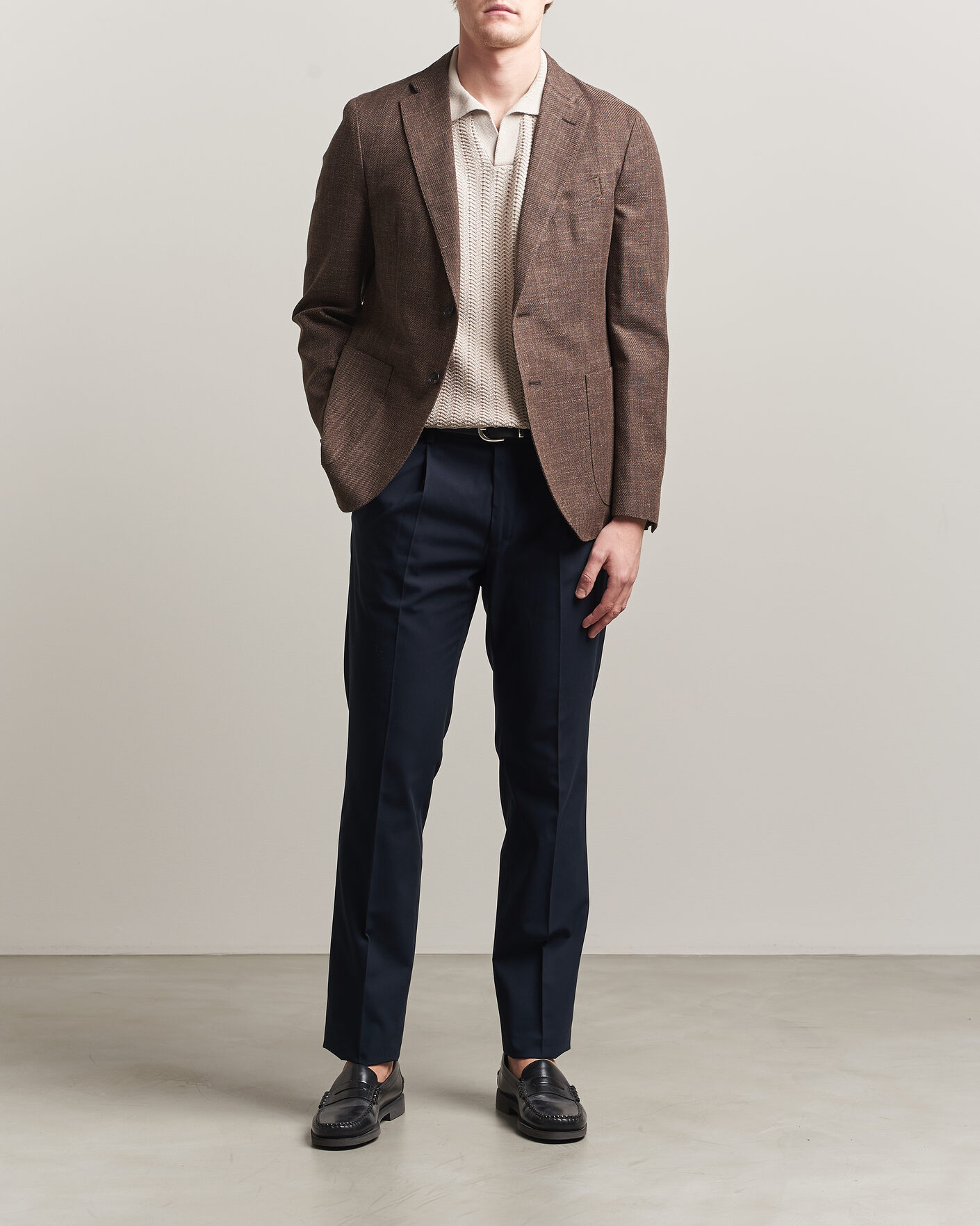 Uomini | Blazers | Incotex | Structured Cotton Blazer Dark Brown