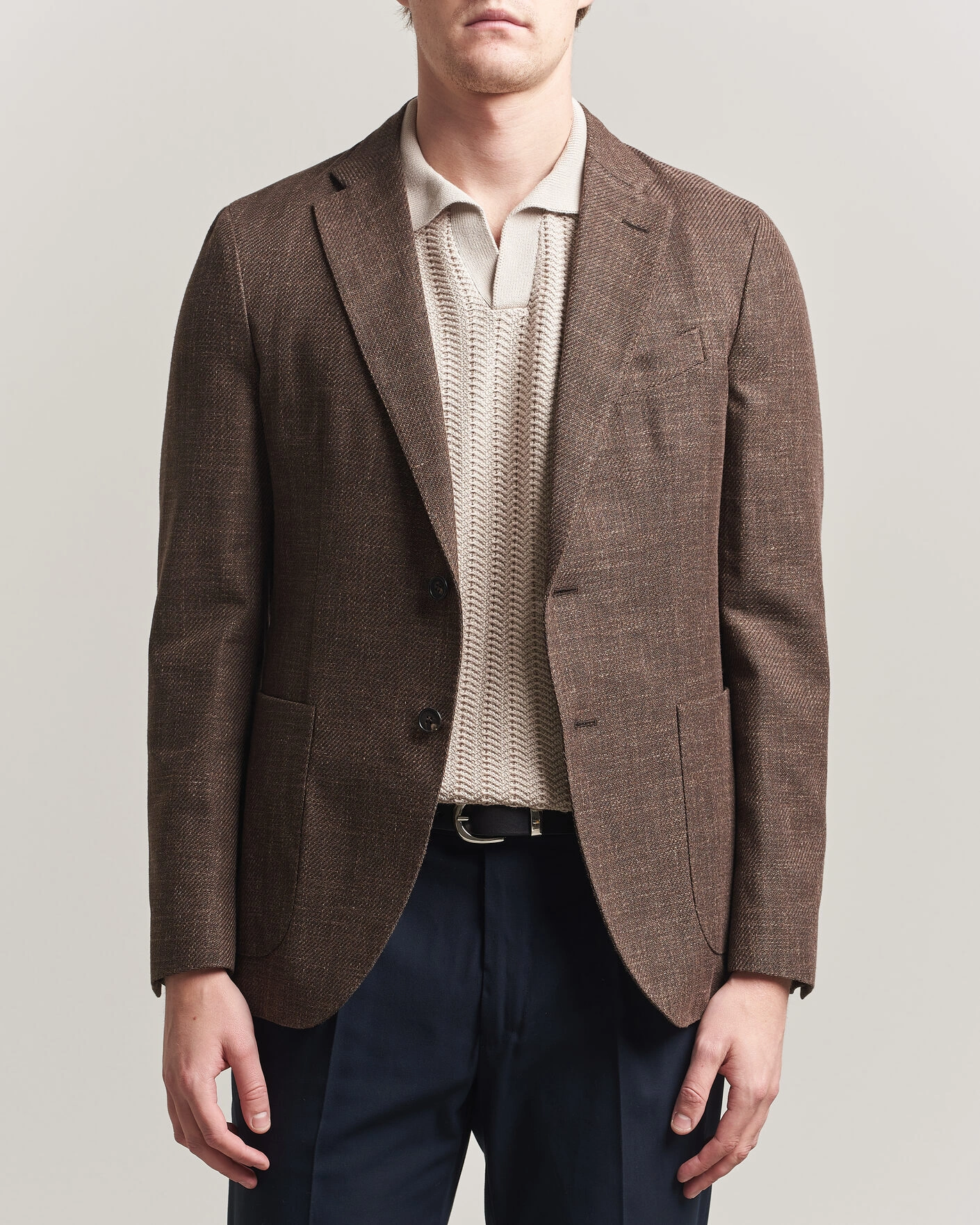Uomini | Blazers | Incotex | Structured Cotton Blazer Dark Brown
