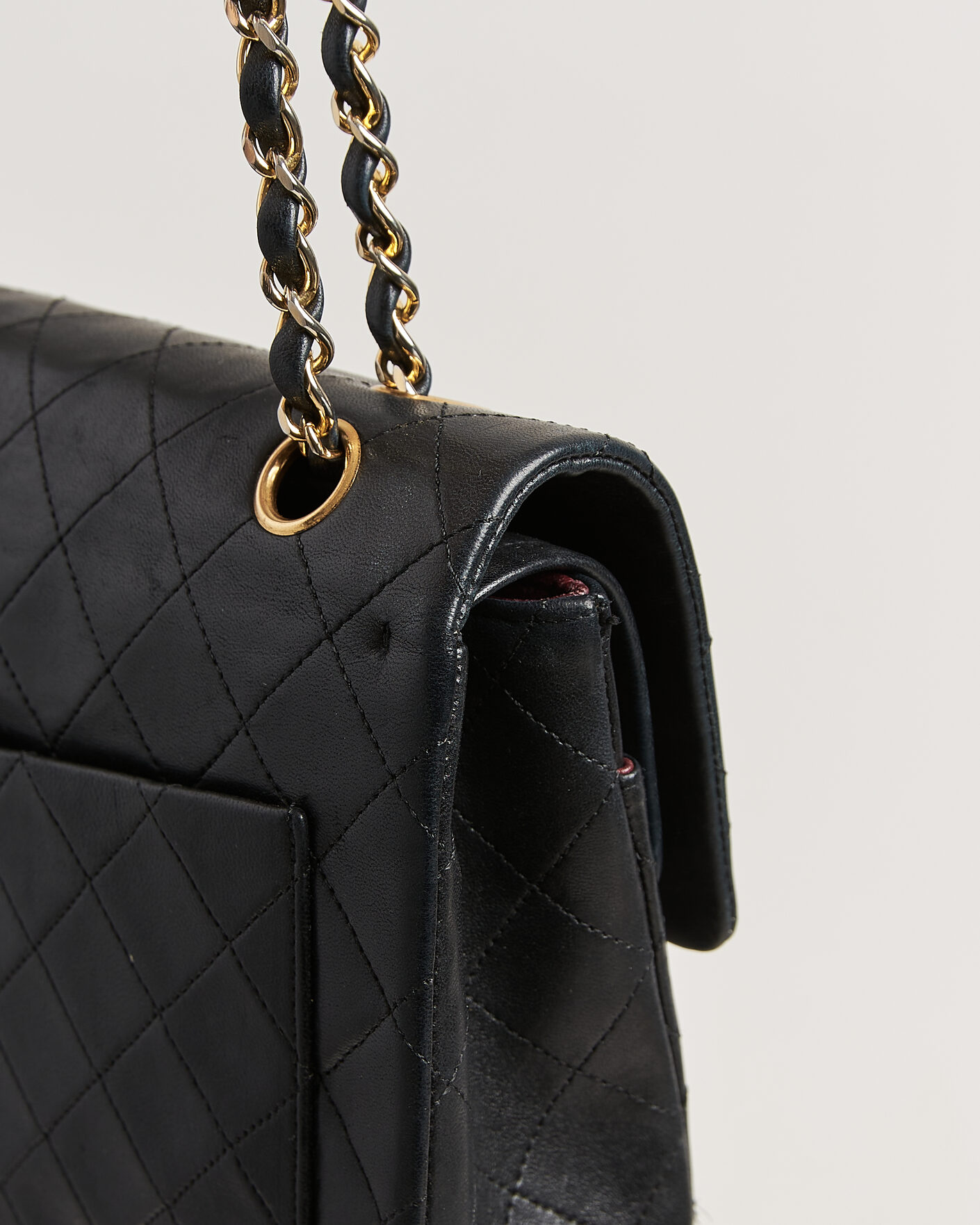 Uomini | Pre-Owned & Vintage Bags | Chanel Pre-Owned | Classic Medium Square Double Flap Bag Lambskin Black