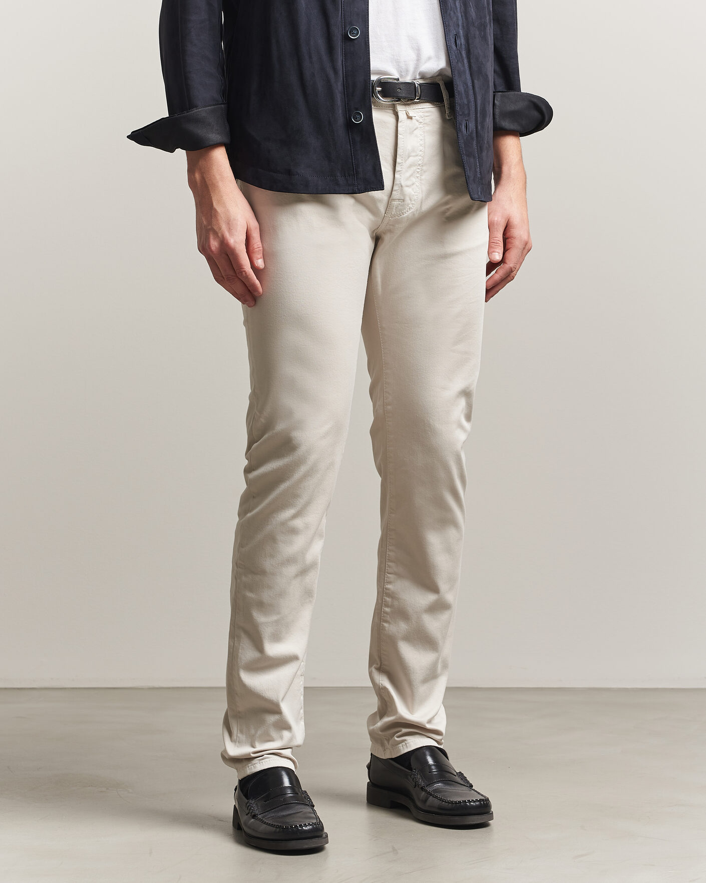 Uomini | Pantaloni | Jacob Cohën | Bard Garment Dyed Gabardine Trousers Off White