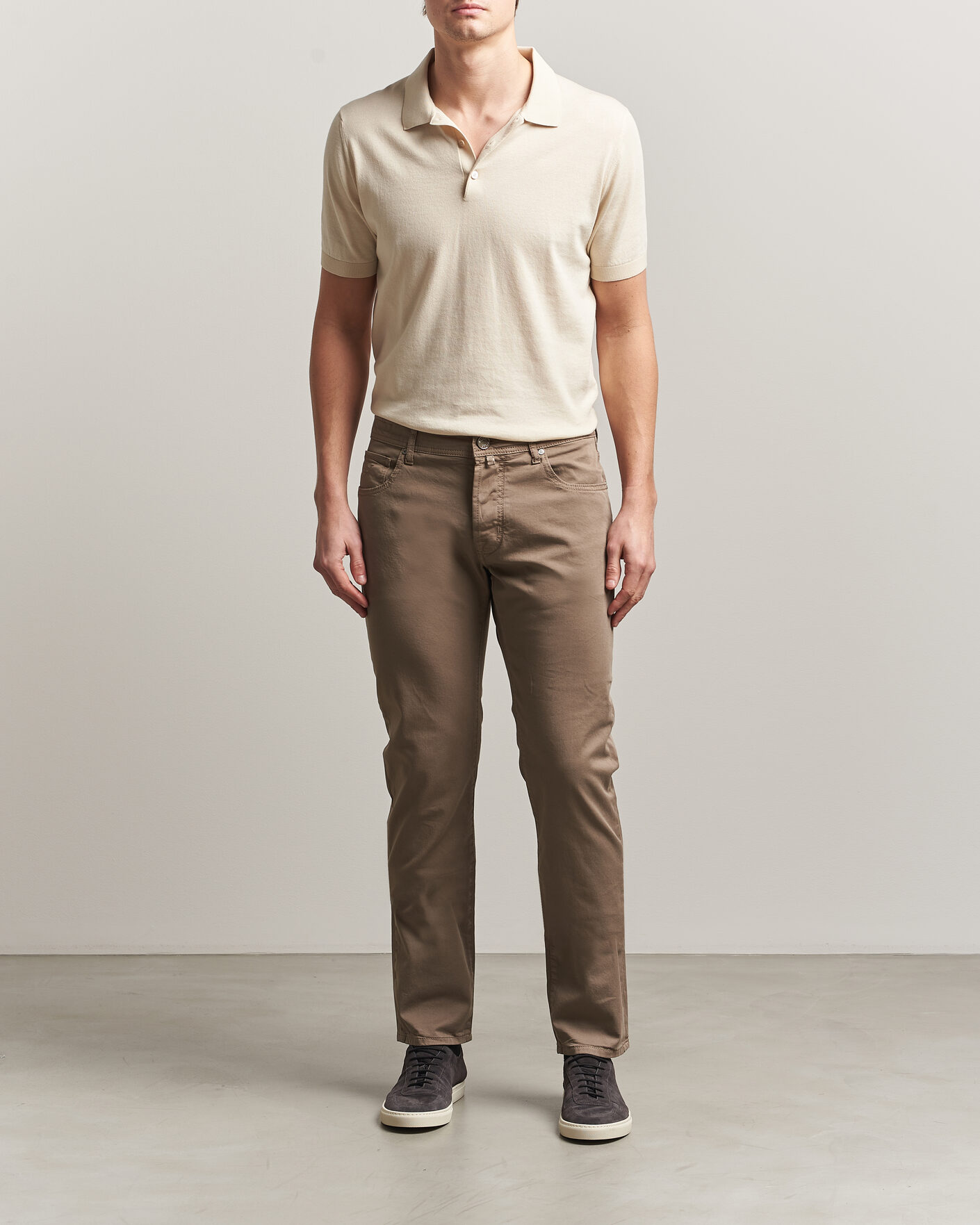 Uomini | Pantaloni | Jacob Cohën | Bard Garment Dyed Gabardine Trousers Khaki Beige