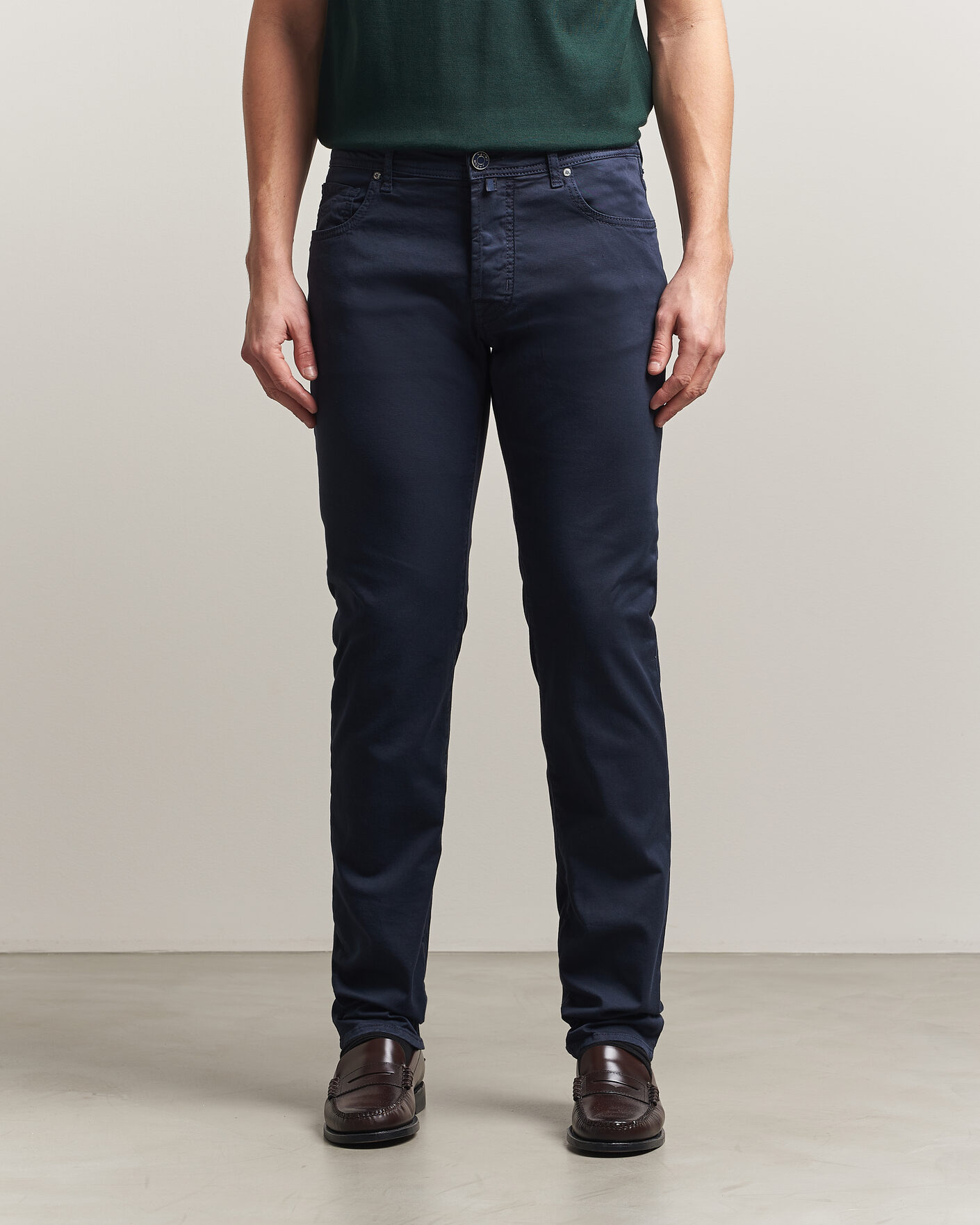 Uomini | Pantaloni | Jacob Cohën | Bard Garment Dyed Gabardine Trousers Navy Blue