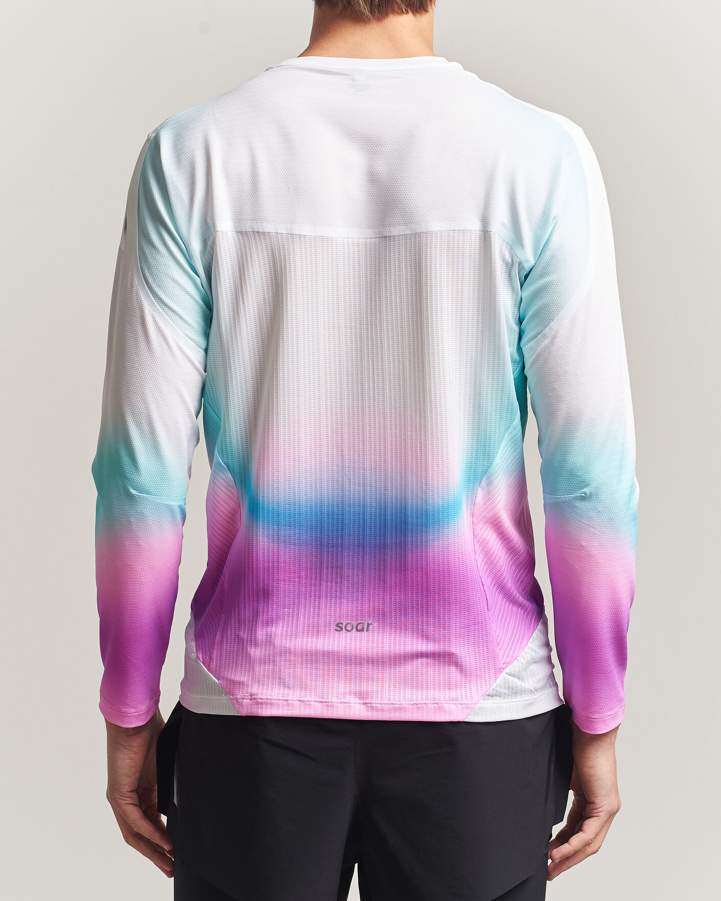 Uomini | T-shirt | SOAR Running | Hot Weather Long Sleeve Tee White/Blue