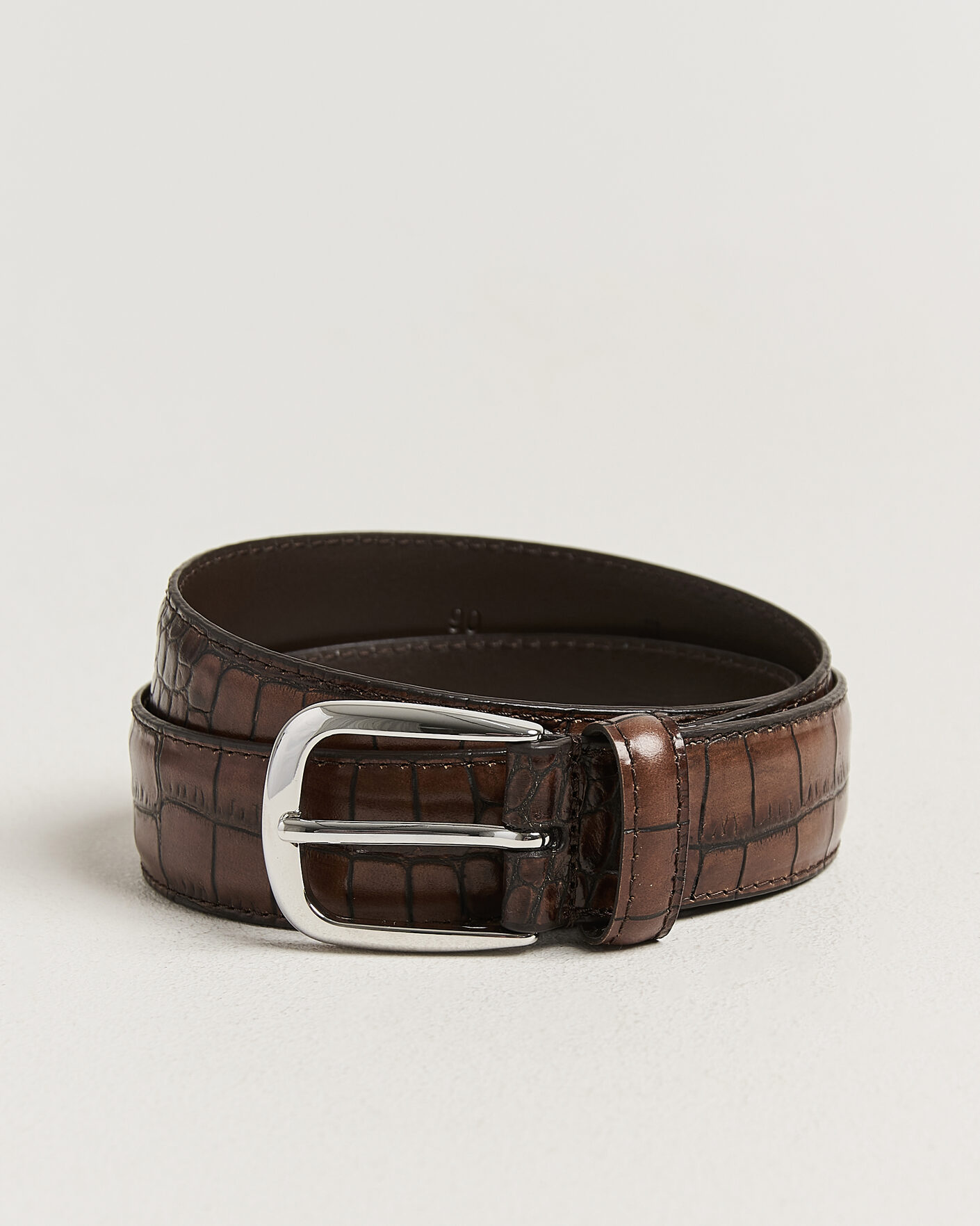 Uomini | Cinture | Anderson's | Embossed Western Leather Belt Tan