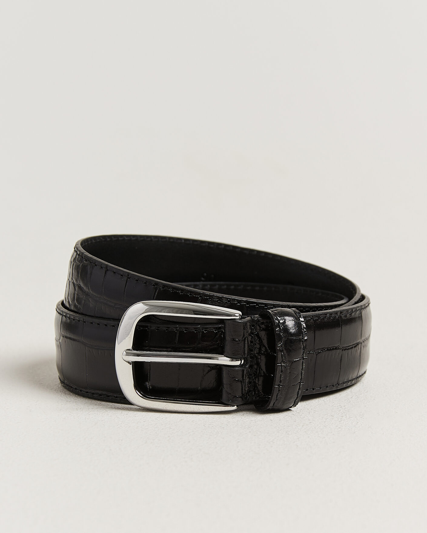 Uomini | Cinture | Anderson's | Embossed Western Leather Belt Black