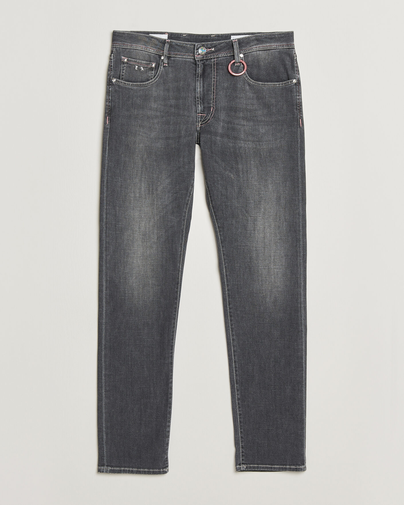 Uomini | Jeans | Tramarossa | Michelangelo Contrast Seam Stretch Jeans Dark Grey