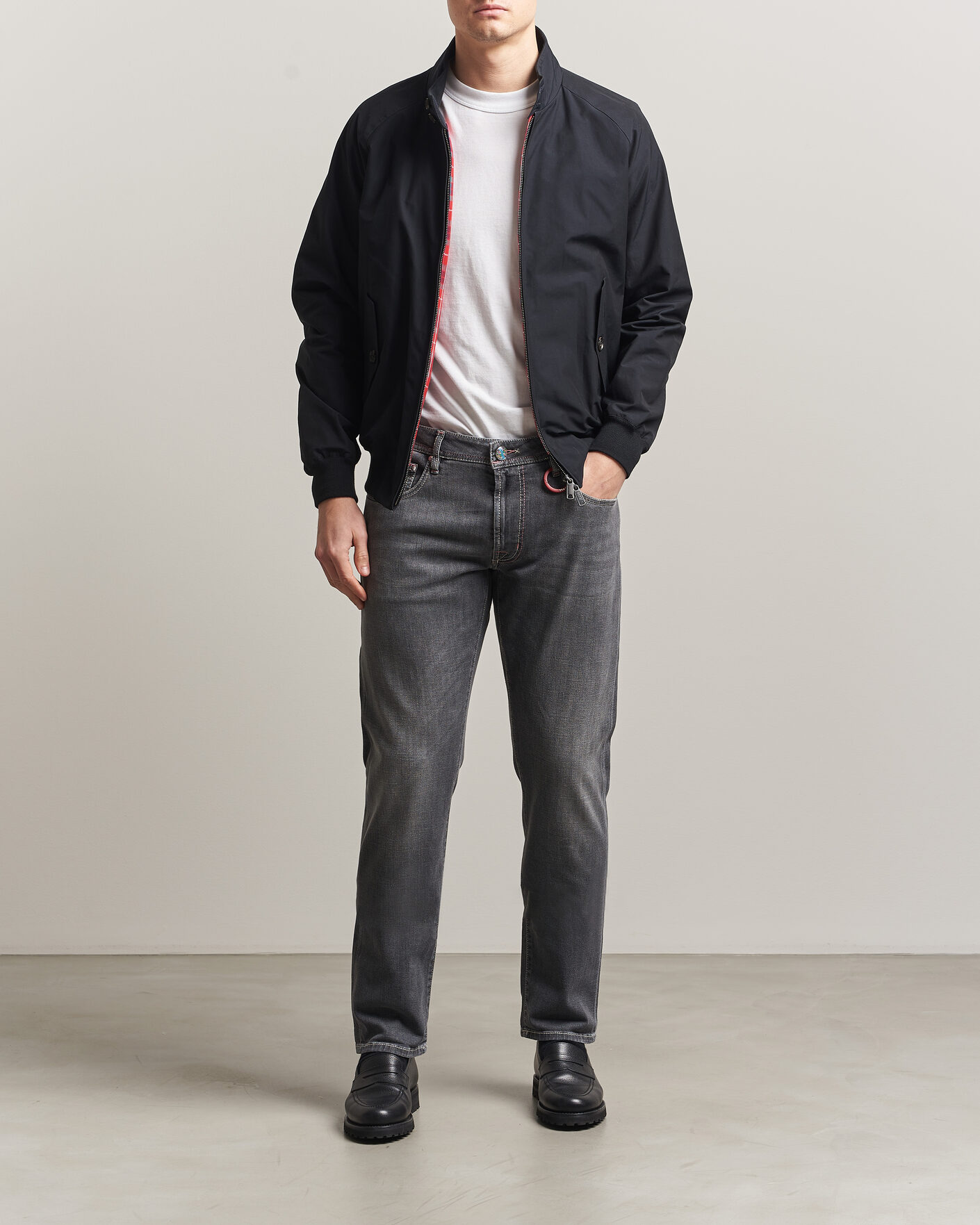 Uomini | Jeans | Tramarossa | Michelangelo Contrast Seam Stretch Jeans Dark Grey