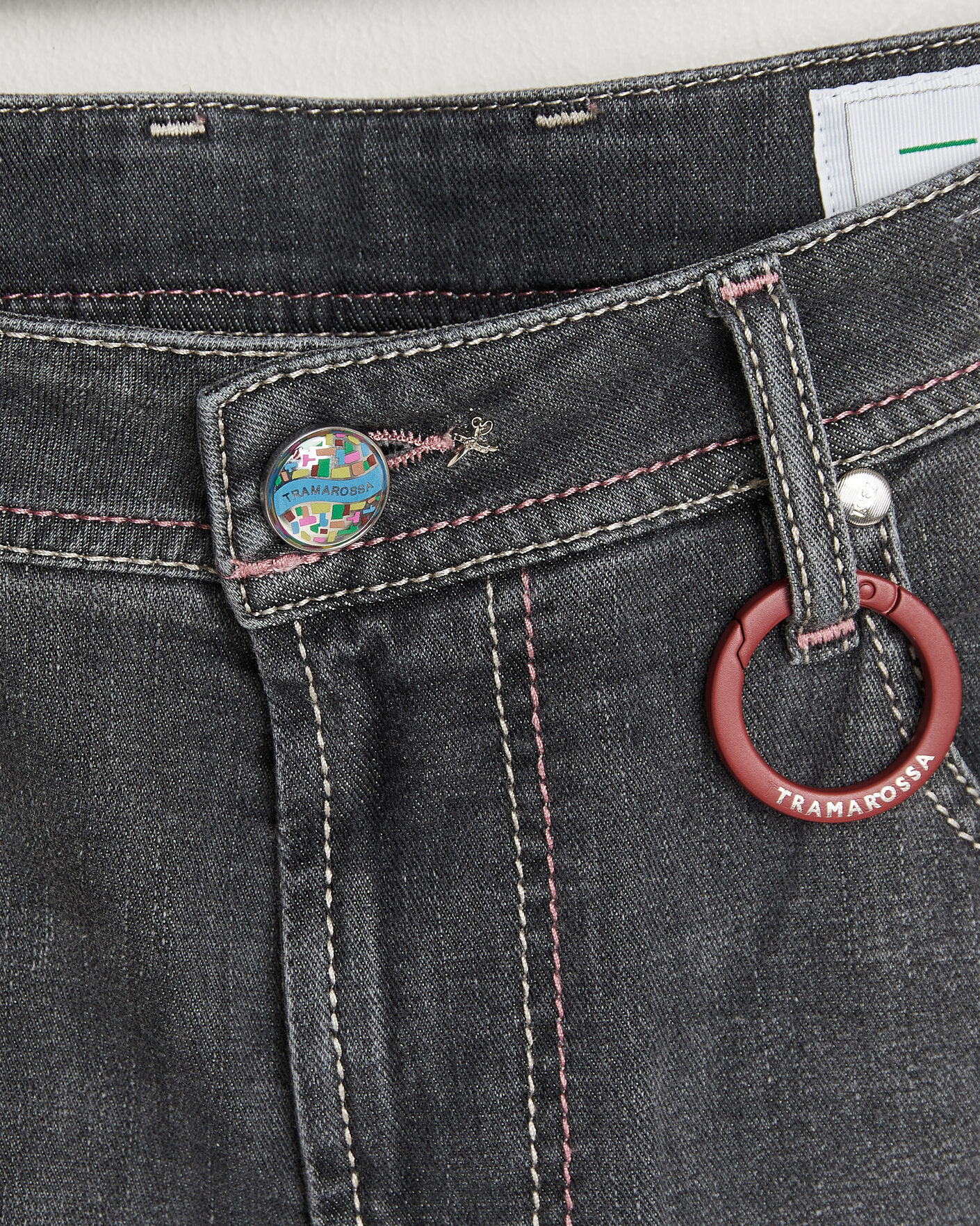 Uomini | Jeans | Tramarossa | Michelangelo Contrast Seam Stretch Jeans Dark Grey