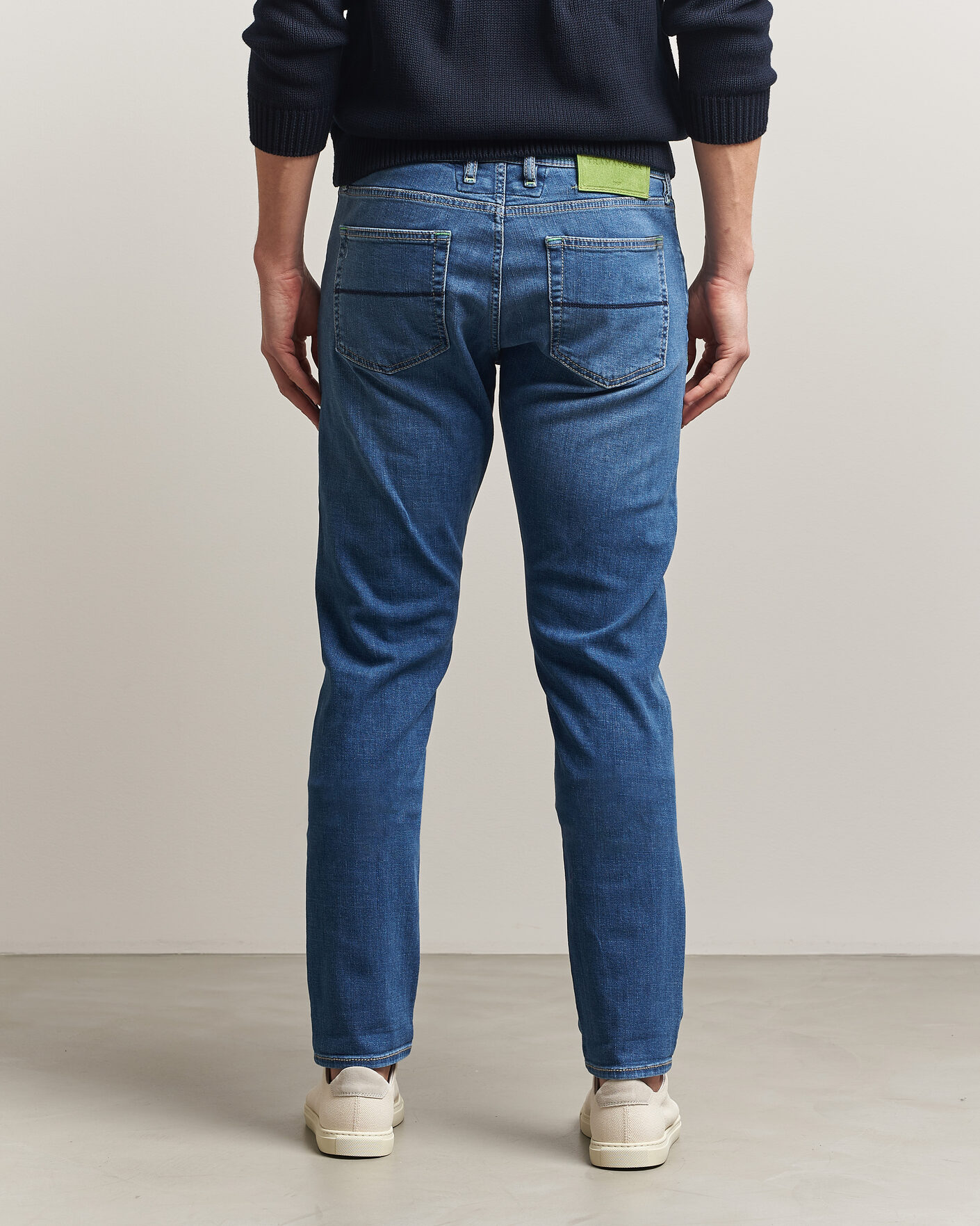Uomini | Jeans | Tramarossa | Michelangelo Contrast Seam Stretch Jeans Mid Blue