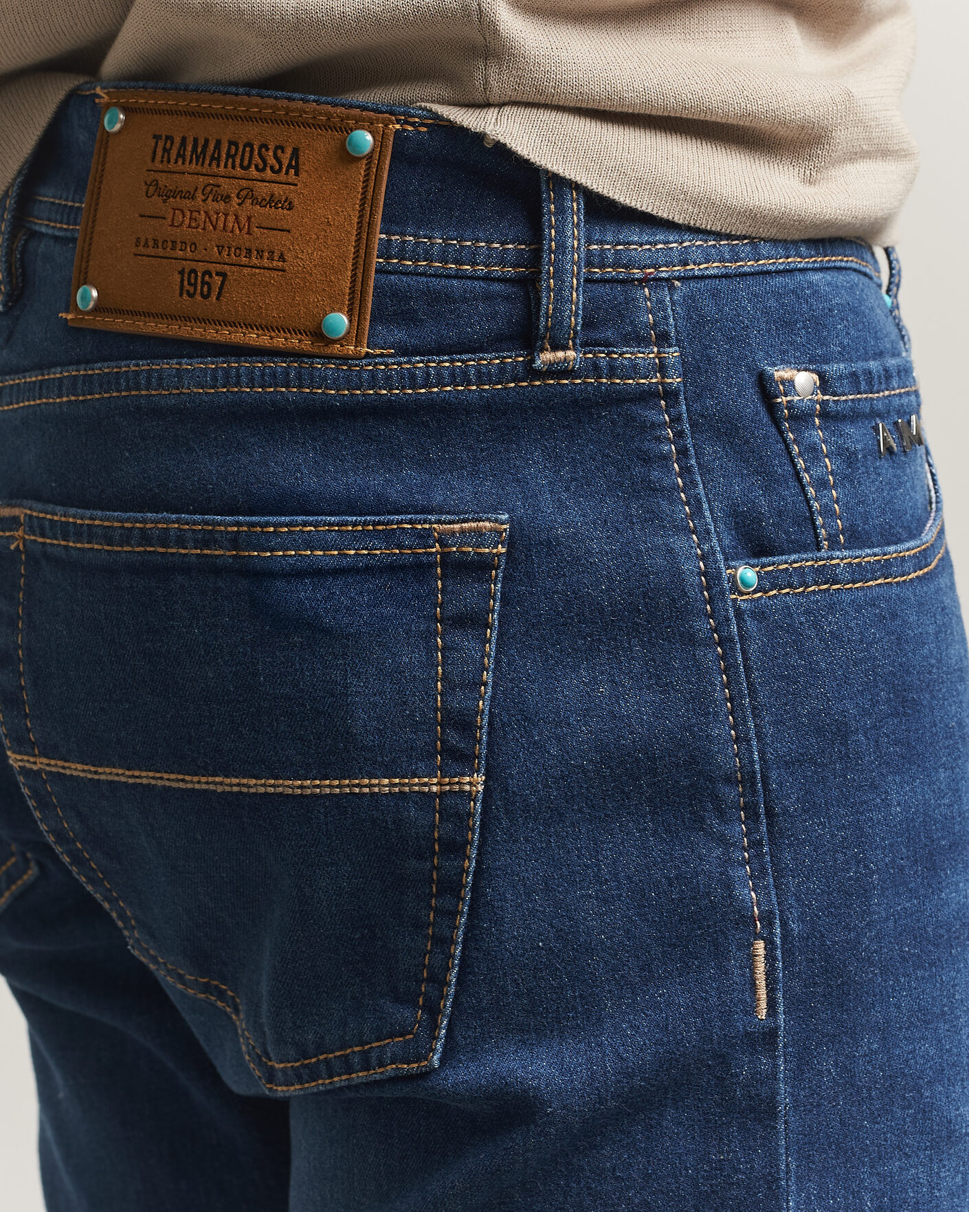 Uomini | Jeans | Tramarossa | Michelangelo Western Badge Stretch Jeans Mid Blue