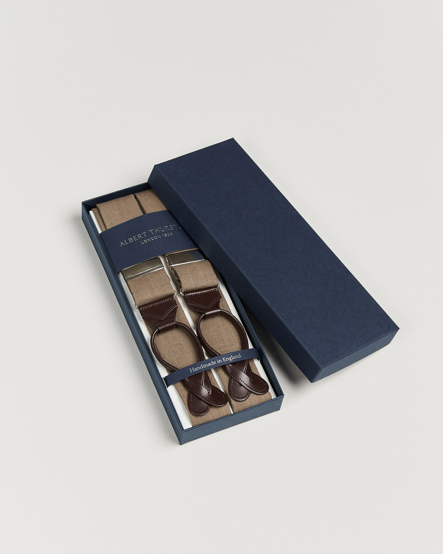 Uomini | Bretelle | Albert Thurston | Linen Braces Acorn Brown