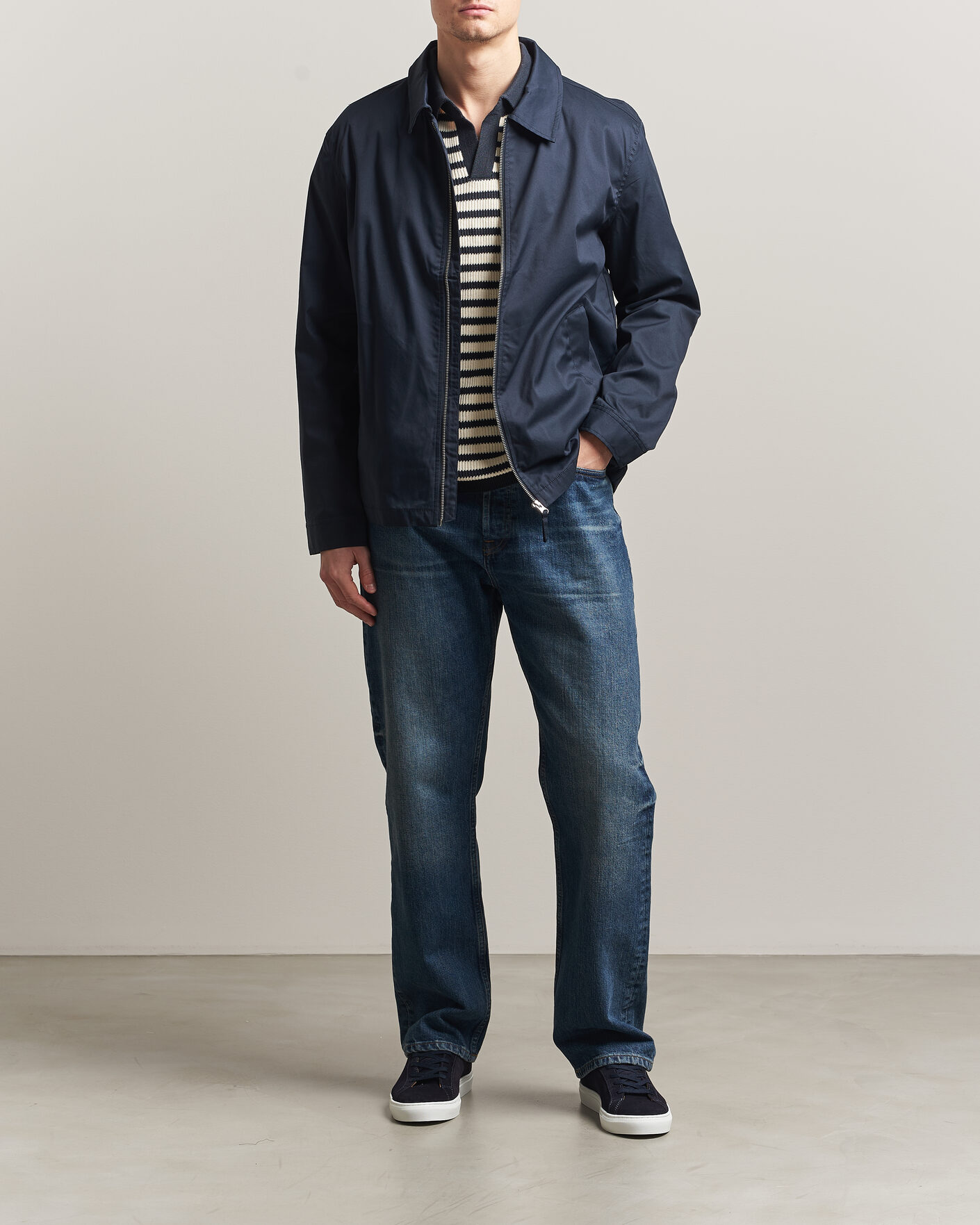 Uomini | Giacche | A Day's March | Garland Cotton Jacket Navy
